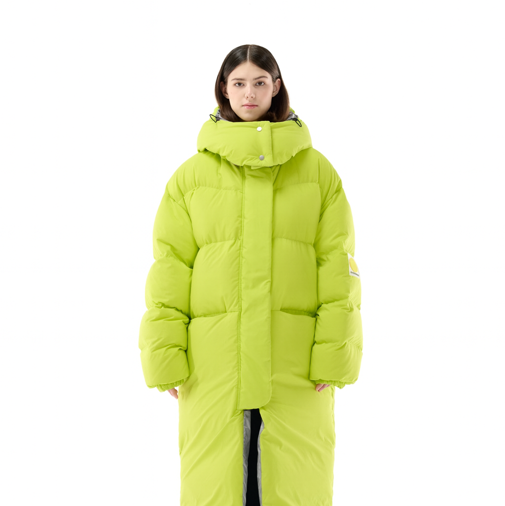 DROP супер длинный пуховик ЛАЙМ