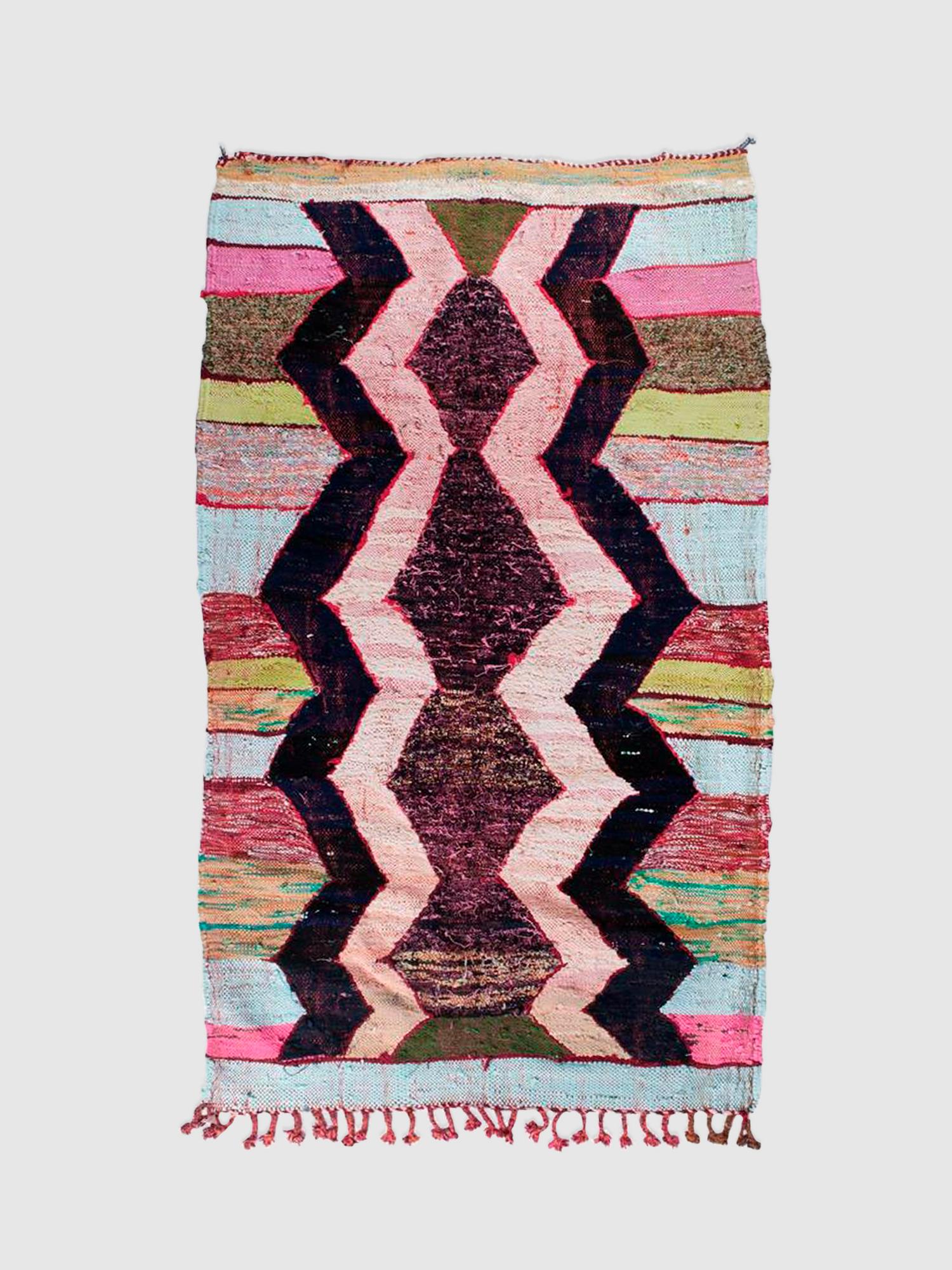 Винтажный ковёр из хлопка Boucharouite 206x118 см