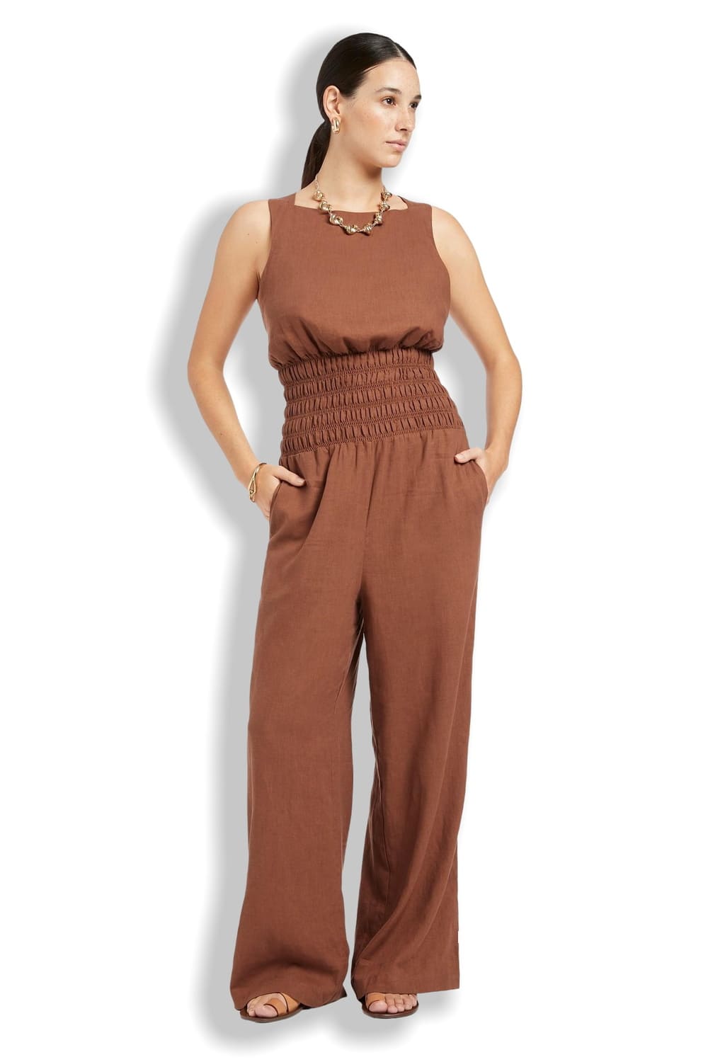 Гофрированный комбинезон из смеси льна и вискозы JETS J60904