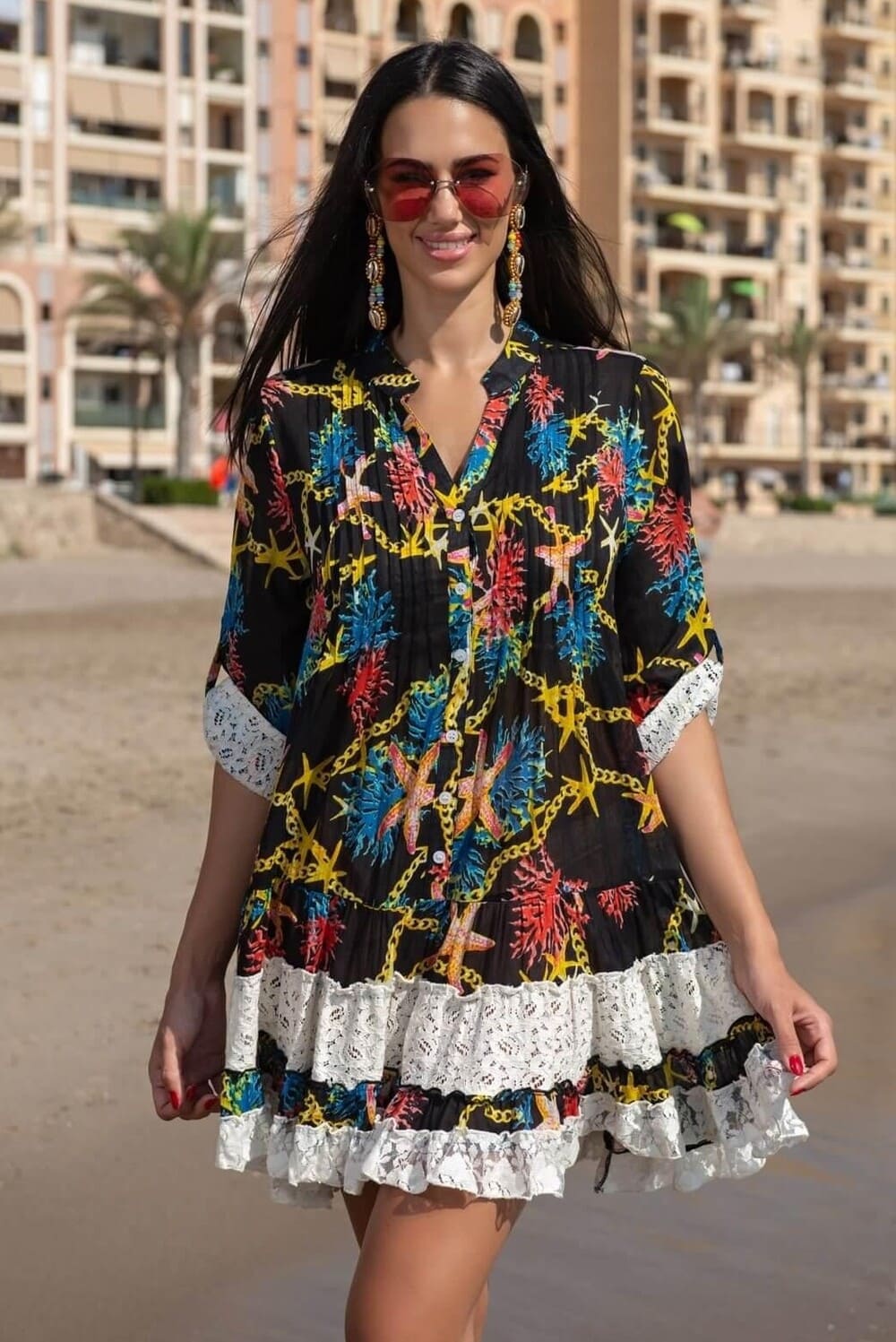 Туника свободного кроя из хлопка AnastaSea 22A-407-5C