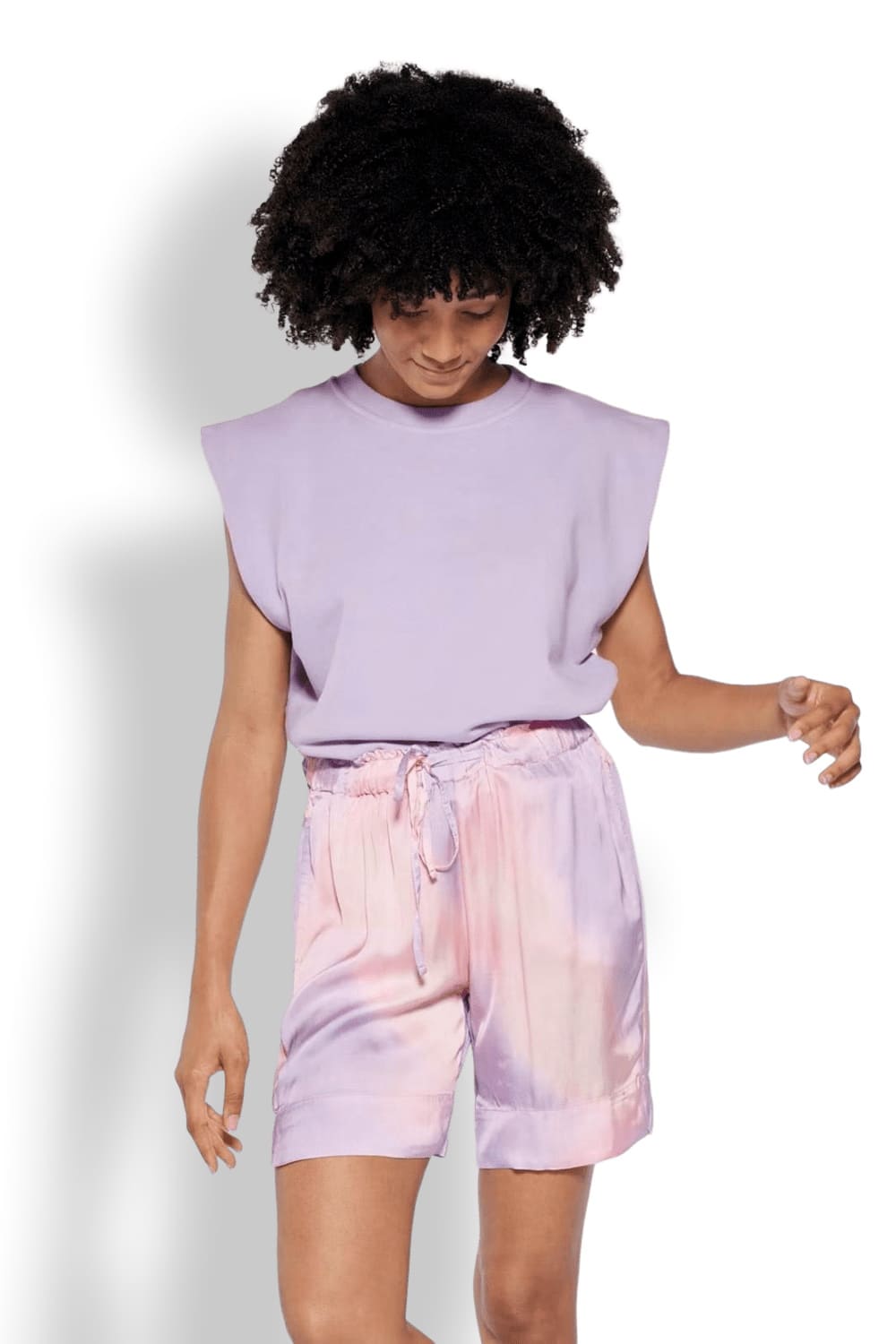 Женские атласные шорты-бермуды из вискозы DEHA D63225