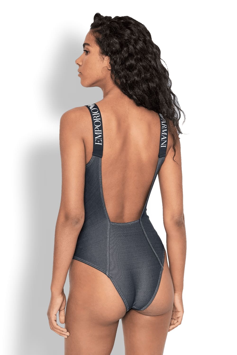 Слитный купальник с застежкой-молнией с эффектом джинсовой ткани Emporio Armani 262631 2R342
