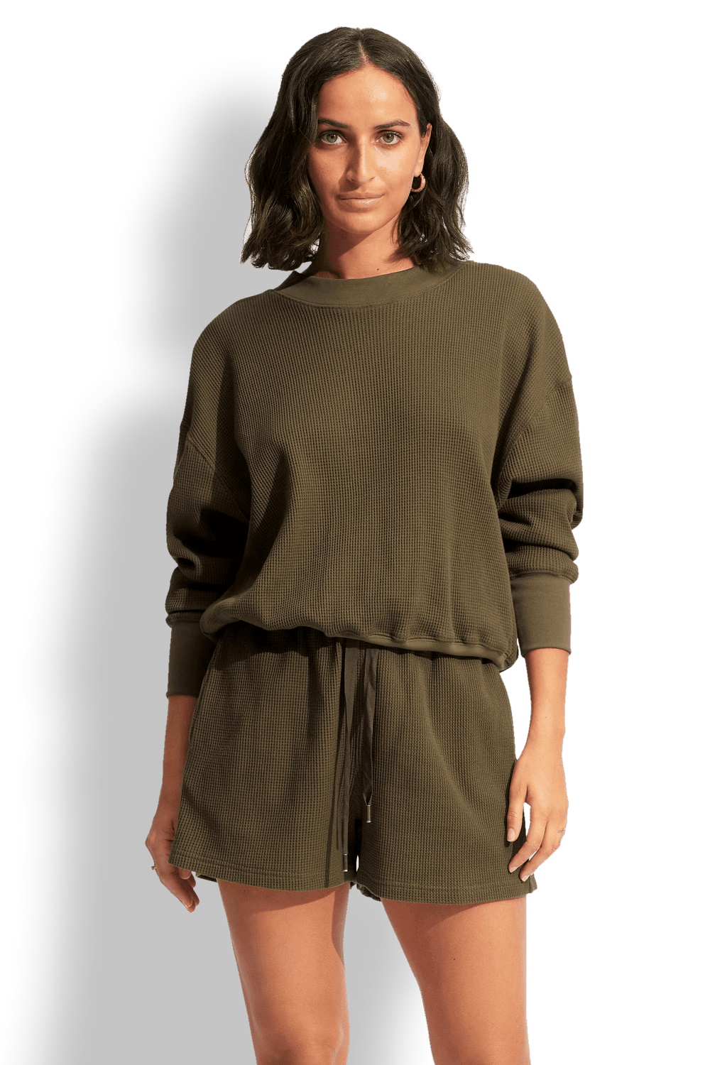 Женский комплект из свитшота и шорт из хлопка Seafolly 54725-TO/54691-SH