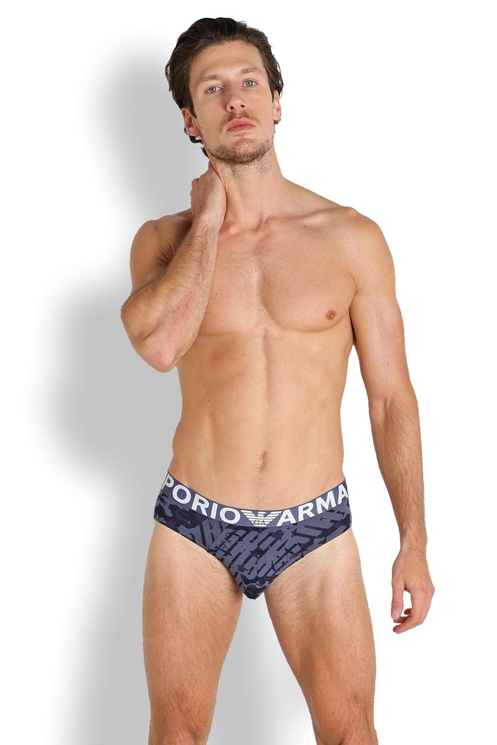 Мужские трусы слипы из эластичного хлопка Emporio Armani 110814 2R509