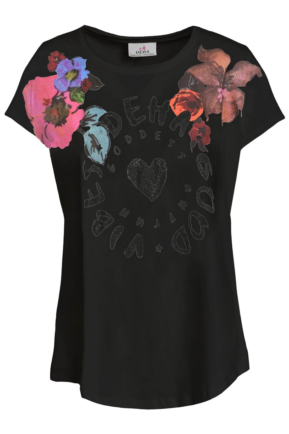 Футболка из хлопка с цветочным принтом DEHA D73033