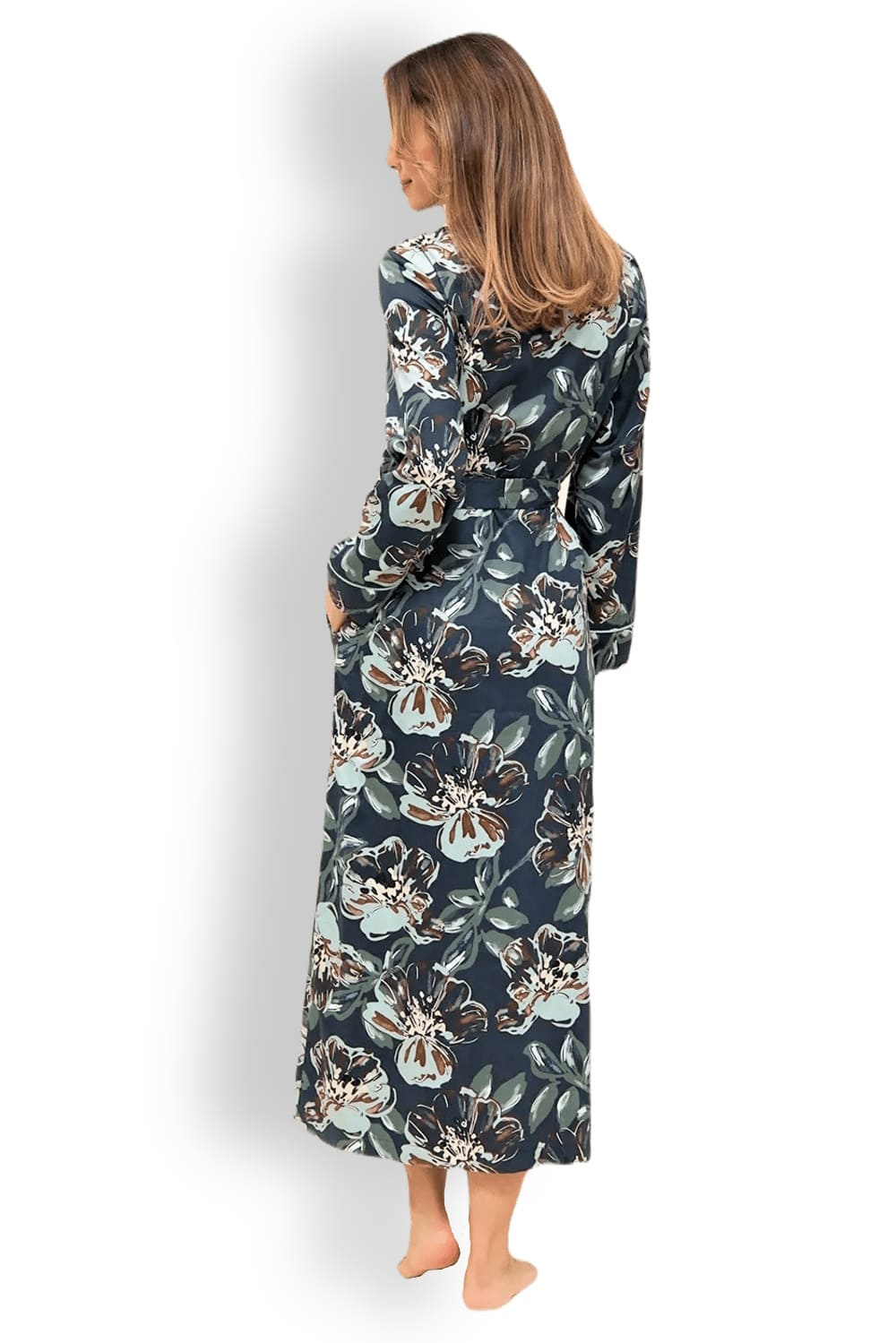 Женский изысканный халат из атласа с набивным цветочным принтом Rösch 1223670