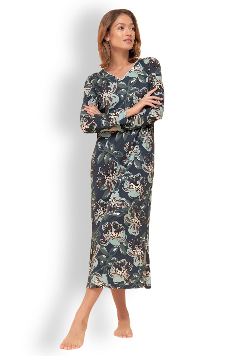 Женское ночное платье-сорочка с привлекательным цветочным принтом Rösch 1223668