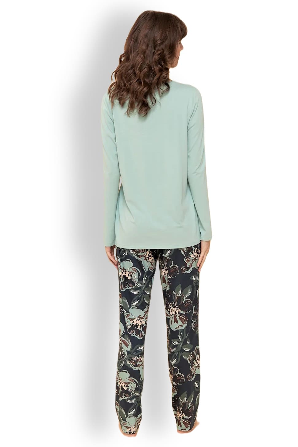 Пижама из мягкого трикотажа с привлекательным принтом на брюках и однотонным верхом Rösch 1223666