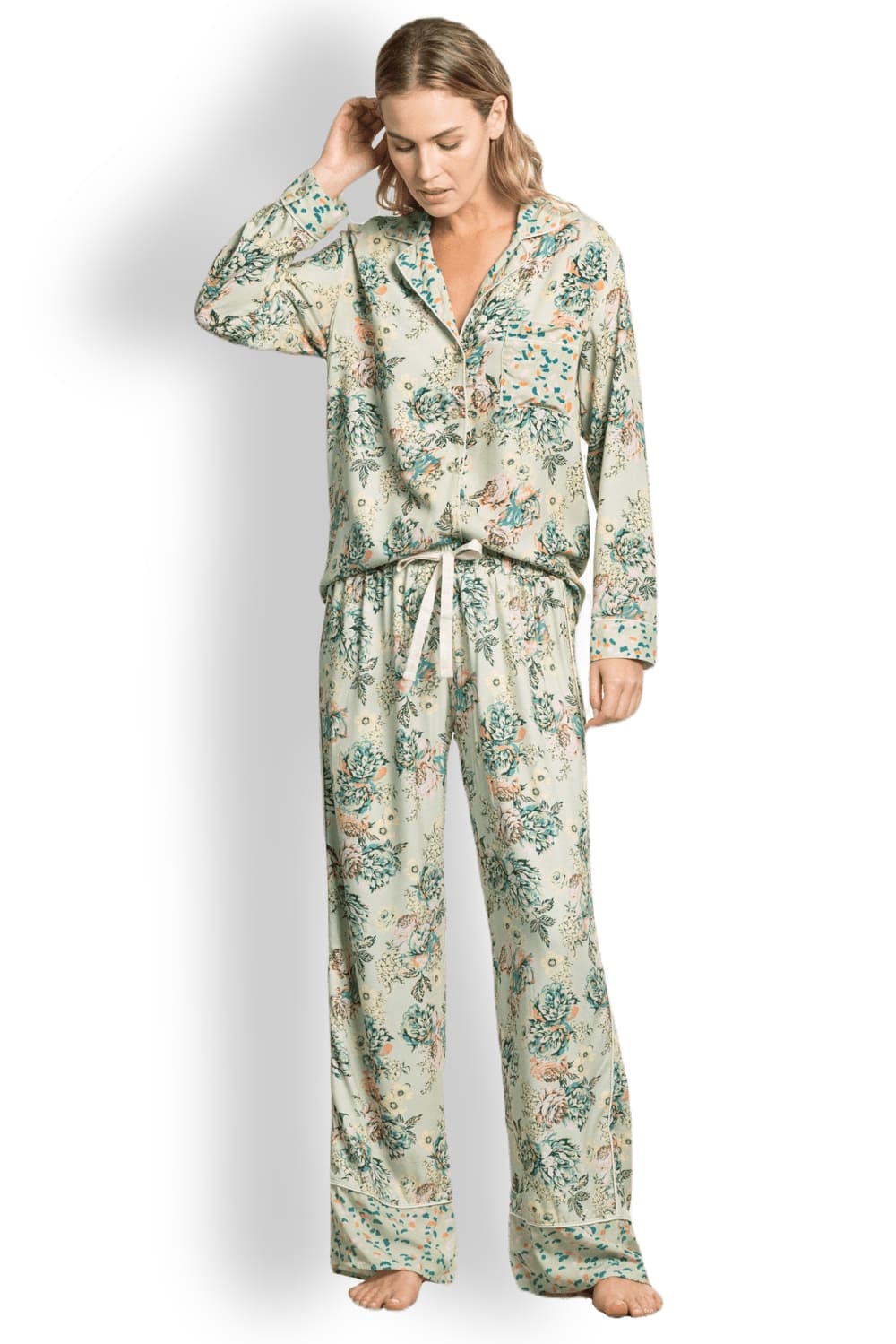 Брючный комплект для отдыха с длинным рукавом Maaji Bloom Dandelion 1014ZPS033