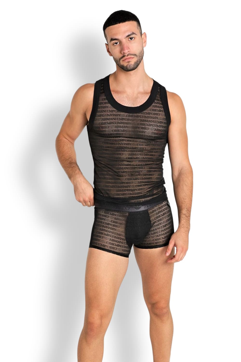 Мужская майка из жаккардовой сетки Emporio Armani 112049 3F527