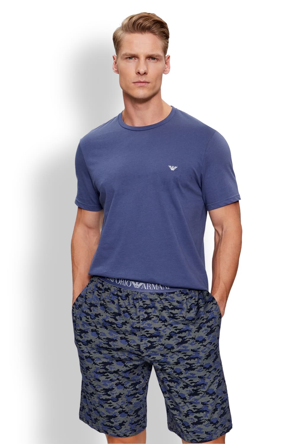 Мужской пижамный комплект (футболка с коротким рукавом и шорты) Emporio Armani 111360 3F567