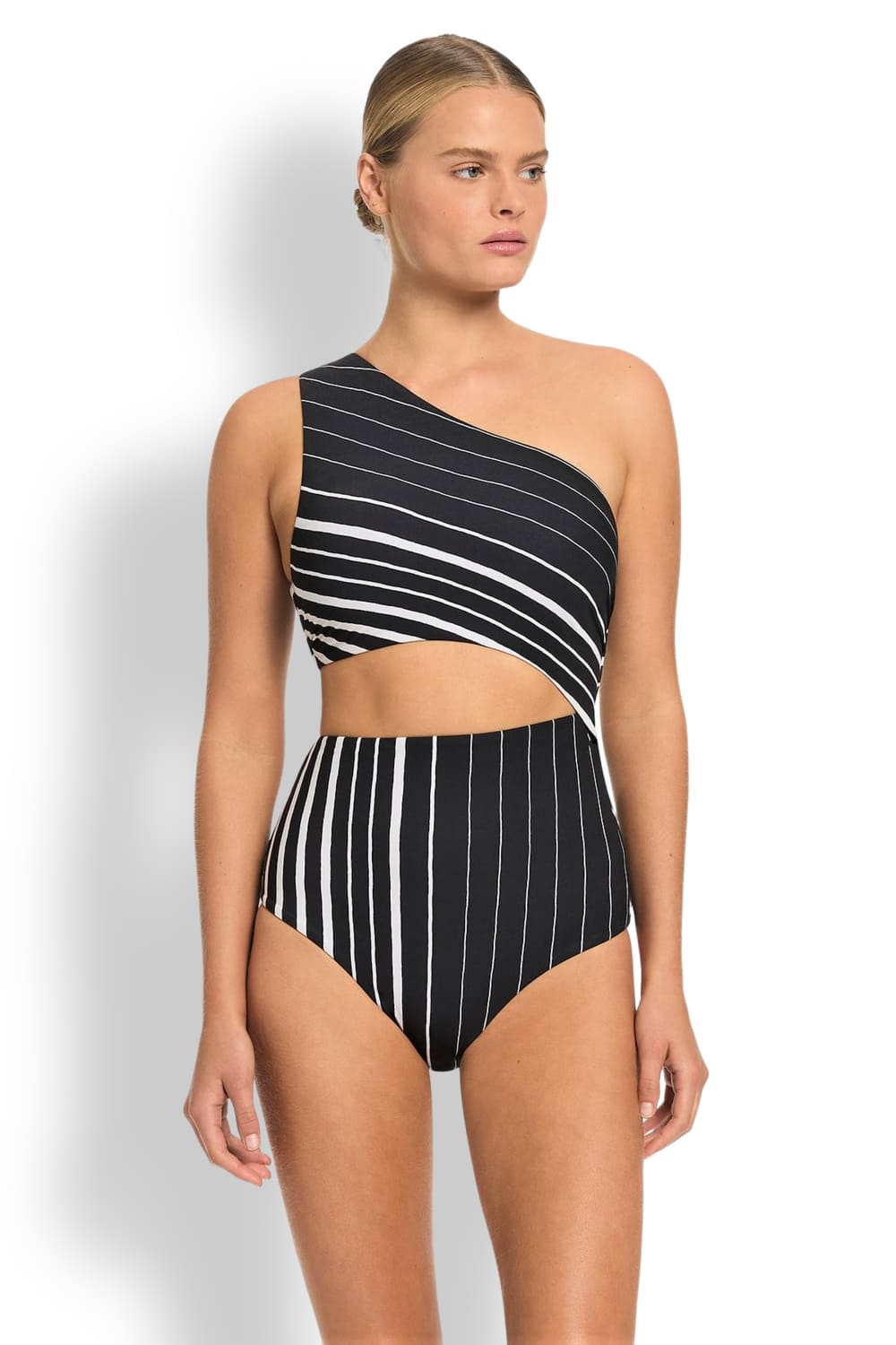 Слитный купальник на одно плечо с вырезом JETS J11262