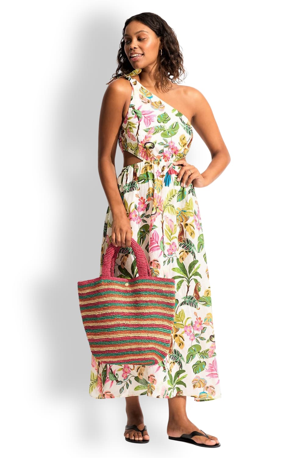 Пляжная плетеная сумка в полоску Seafolly 71990-BG