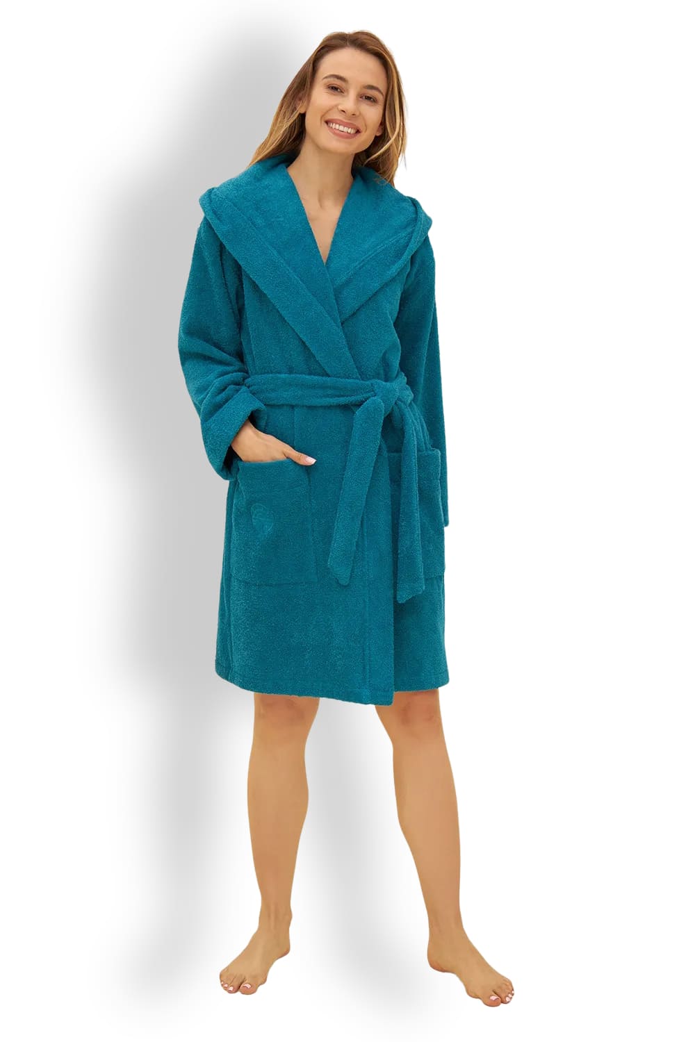 Короткий халат из махровой ткани с капюшоном FÉRAUD 3881735