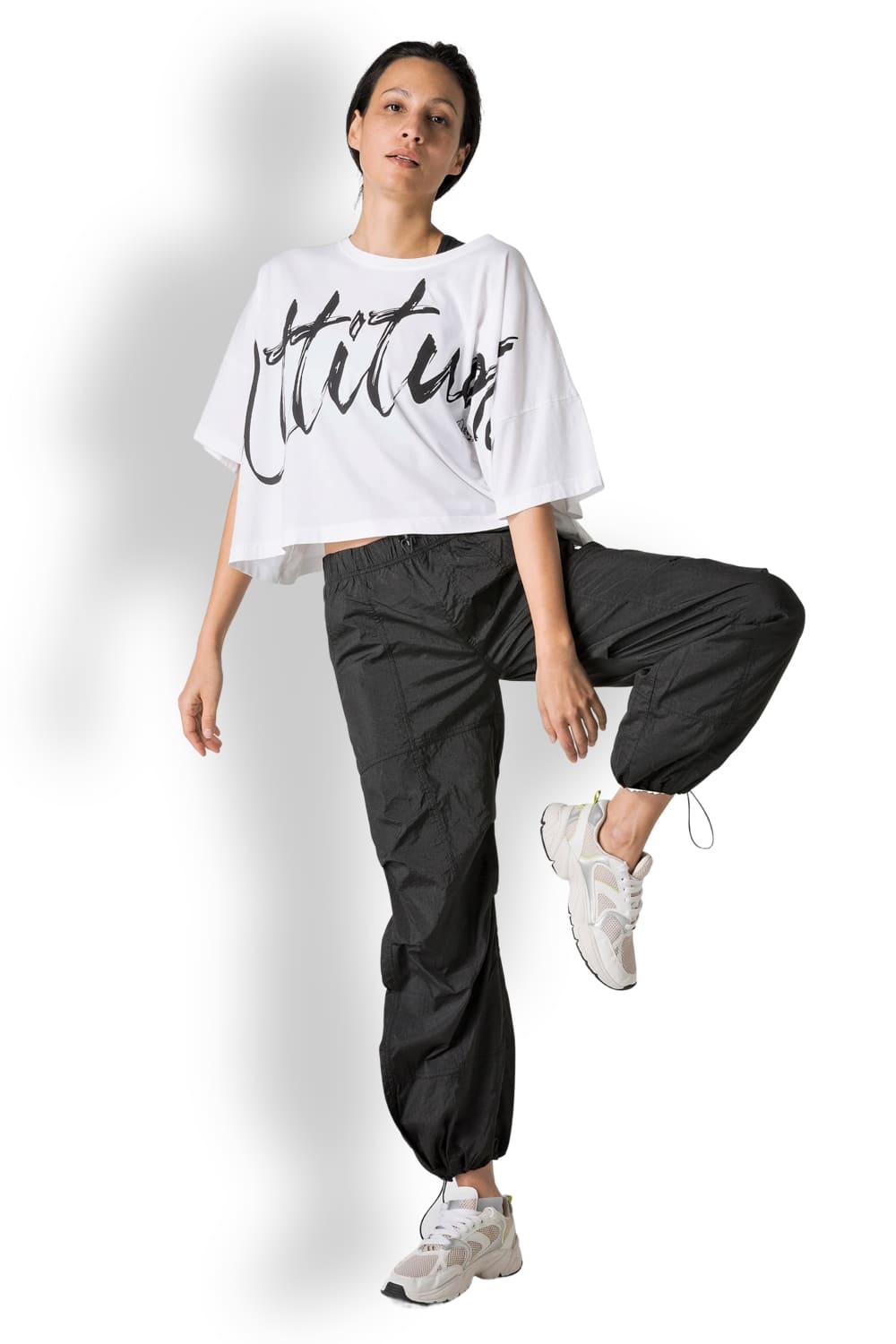 Женские брюки из нейлона с поясом на кулиске DEHA D02446