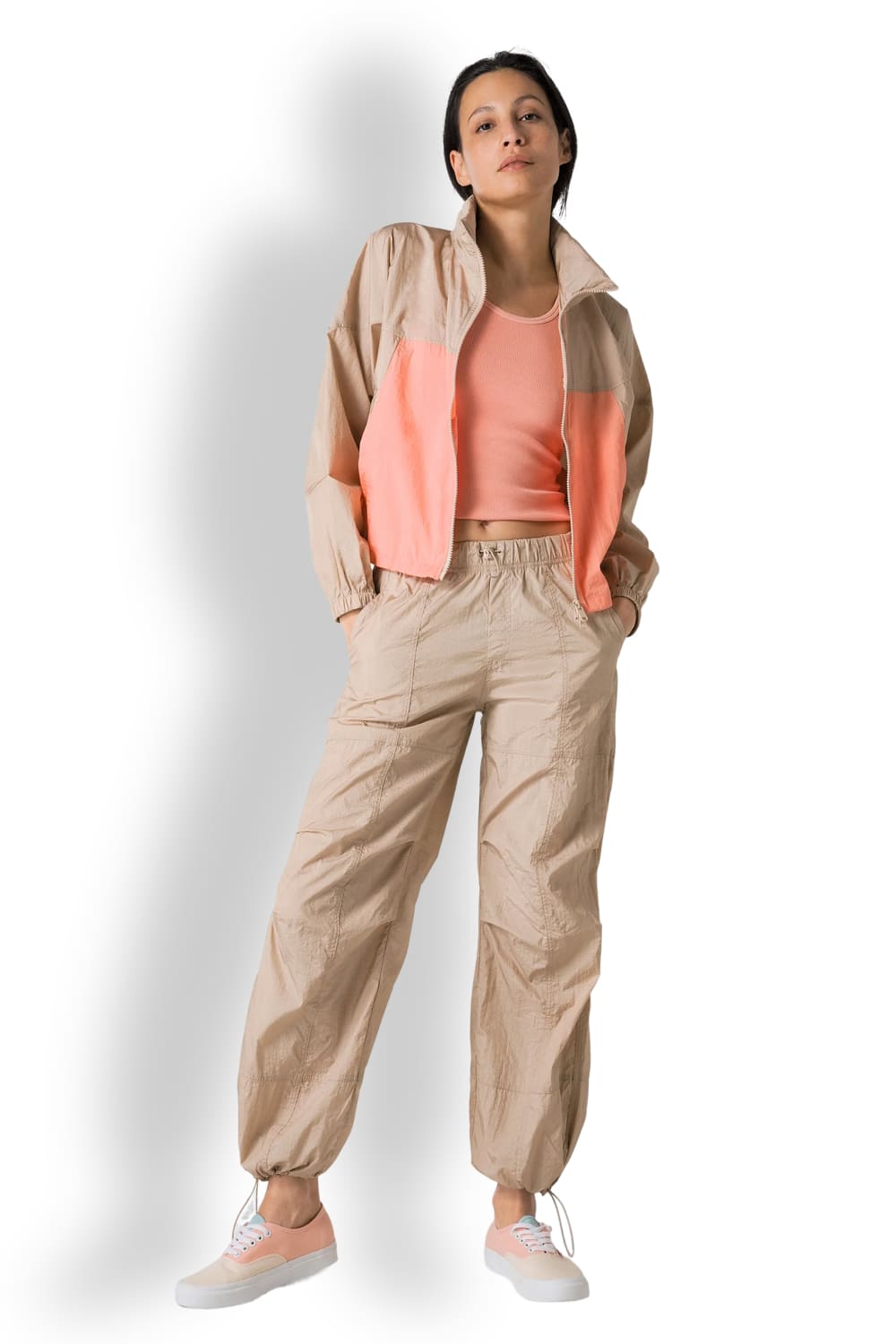 Женские брюки из нейлона с поясом на кулиске DEHA D02446