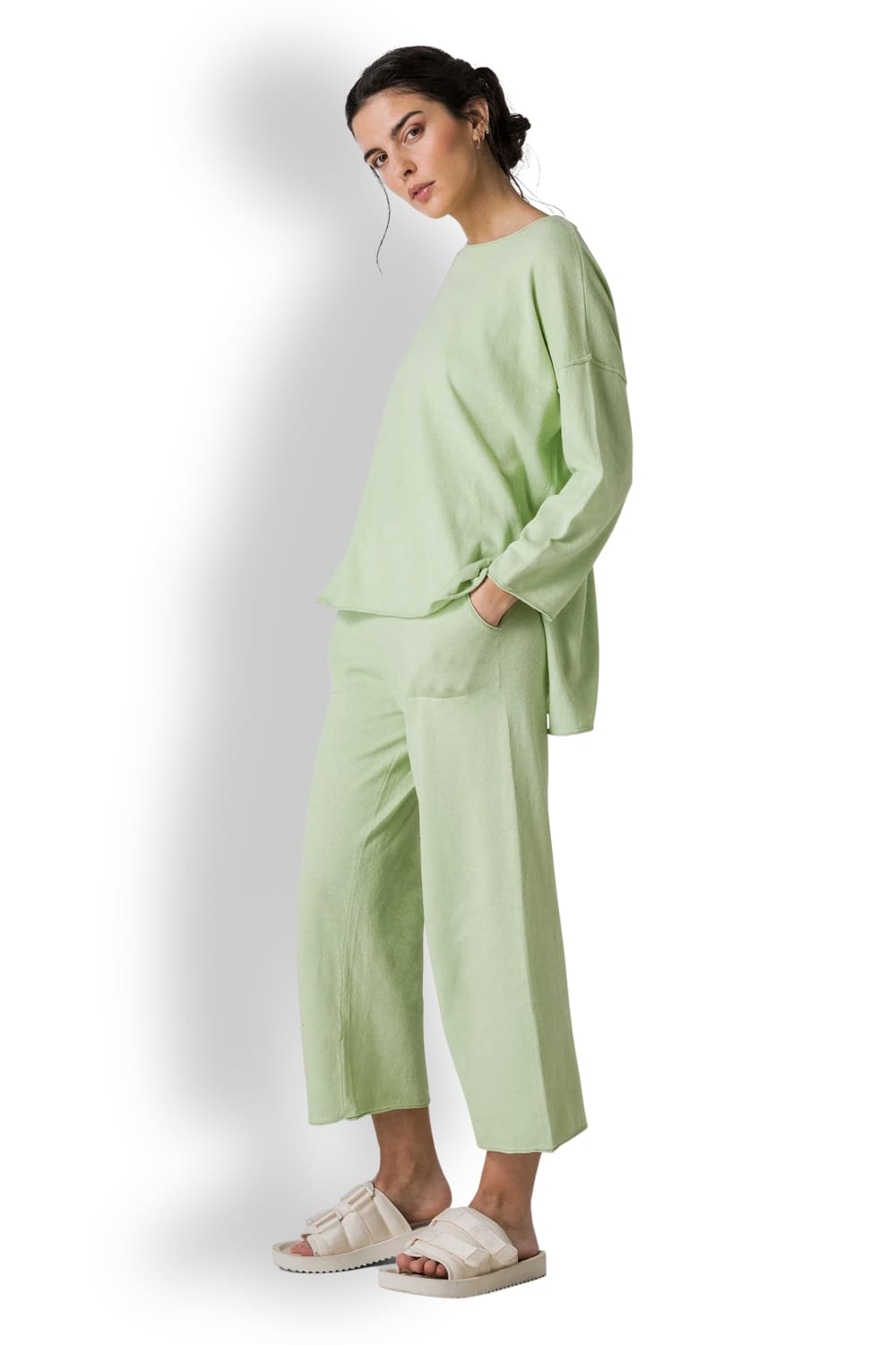 Женские укороченные брюки из льна и хлопка DEHA D02275