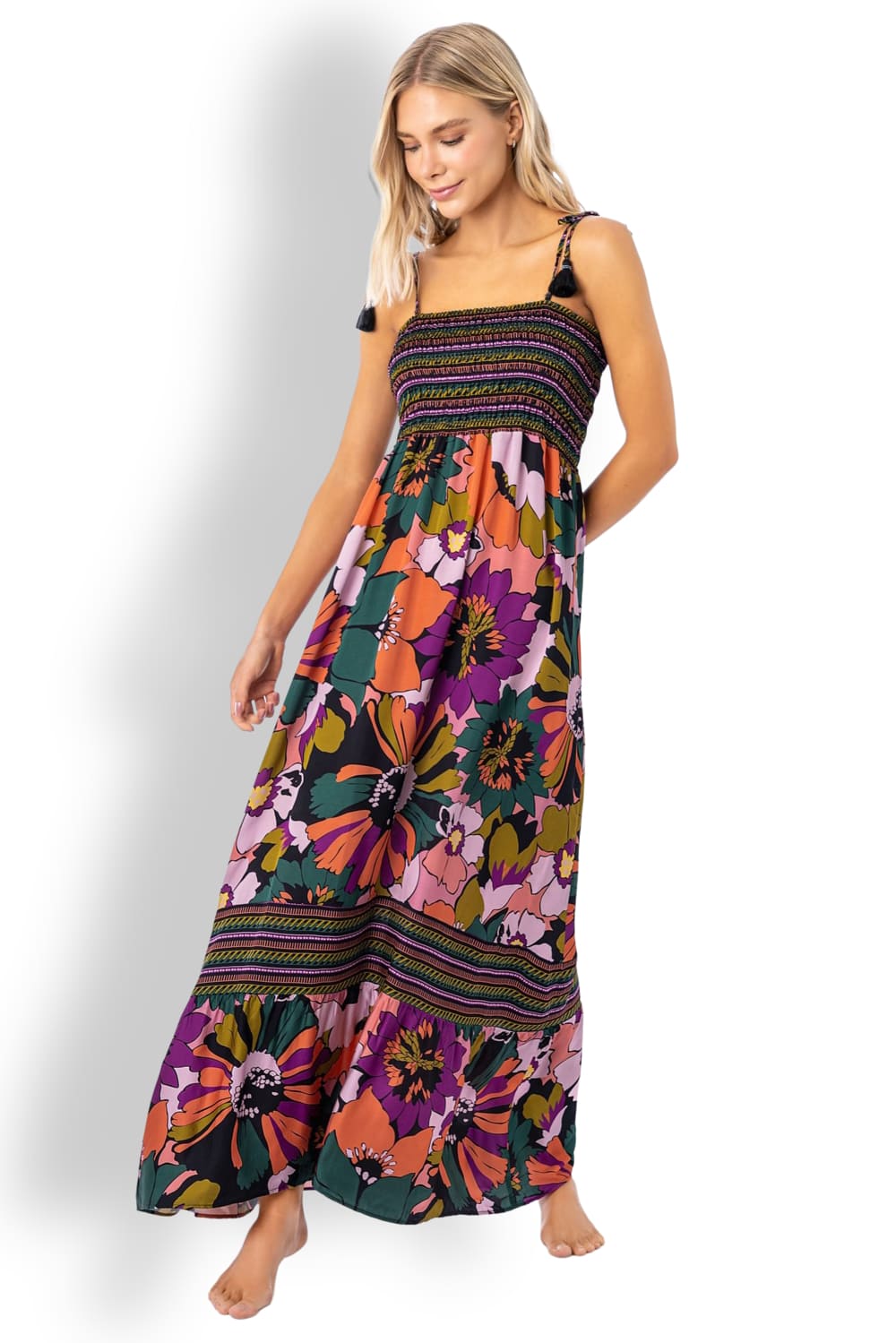 Макси-платье с тонкими бретелями Maaji Retro Floral Bewitched PT1668CLD007