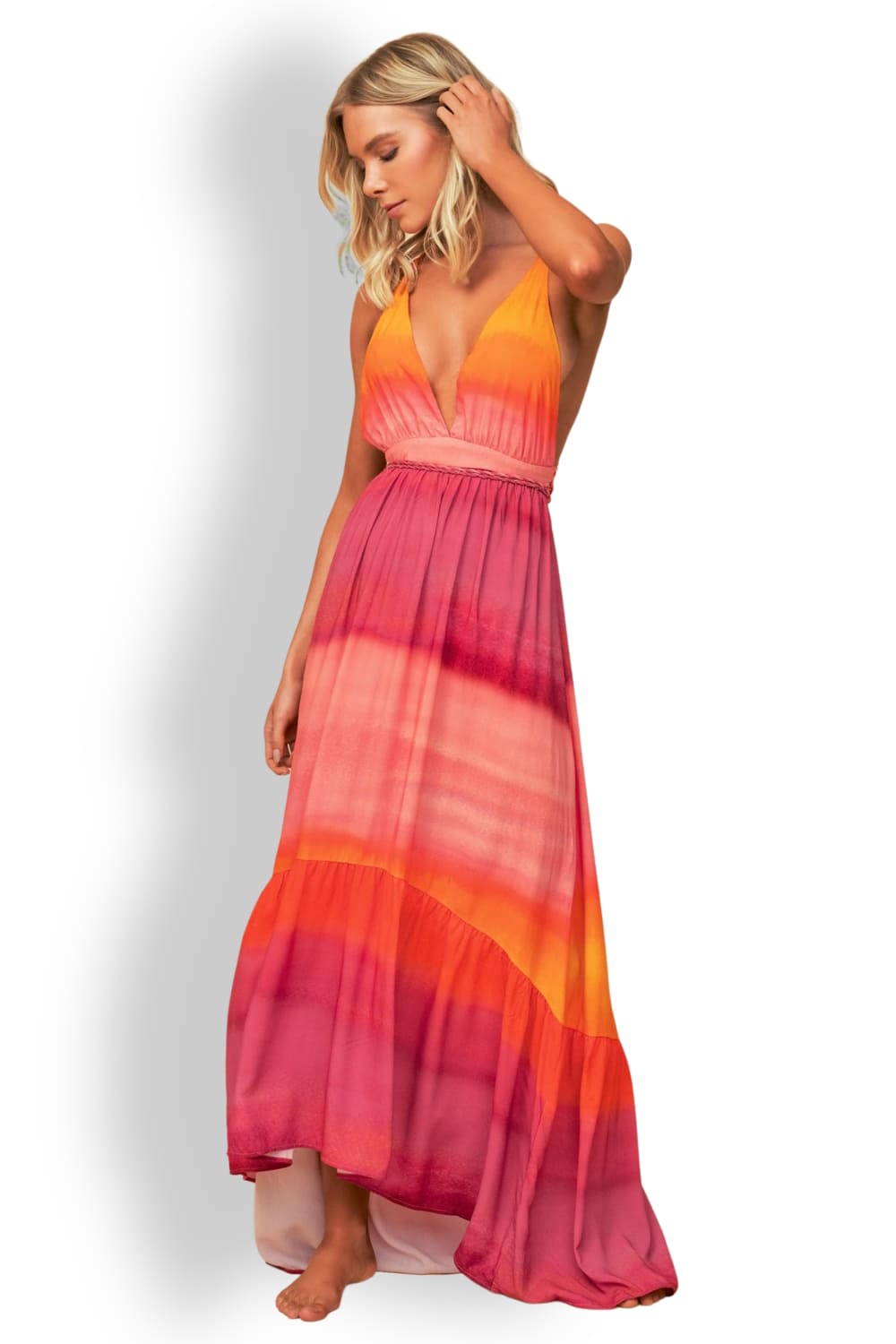 Макси-платье с глубоким вырезом из эковискозы Maaji Sunrise Dye Moon Bay PT2190CLD002