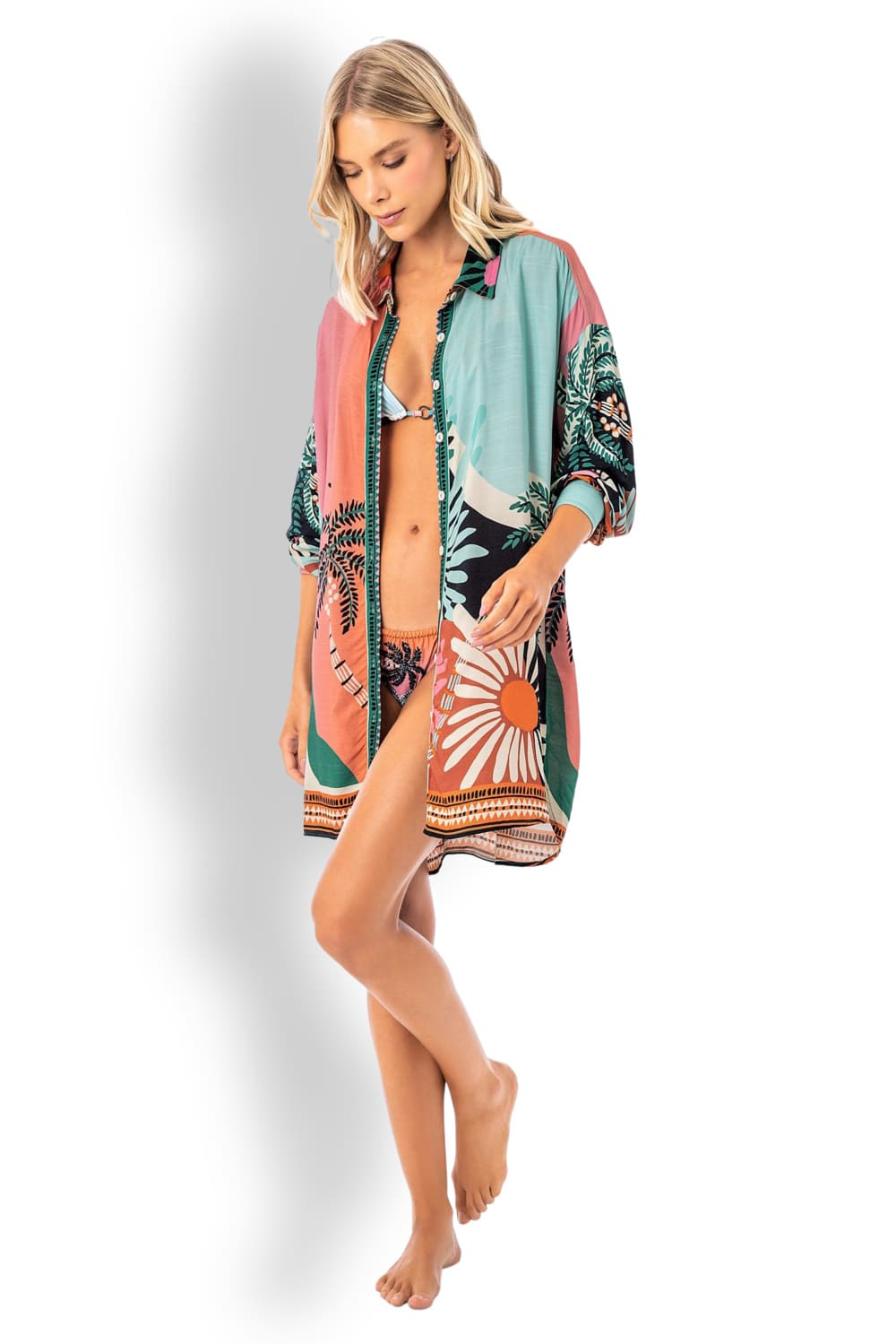 Длинная пляжная рубашка из экологичной вискозы Maaji Aloha View Dreambound PT2321CLS001