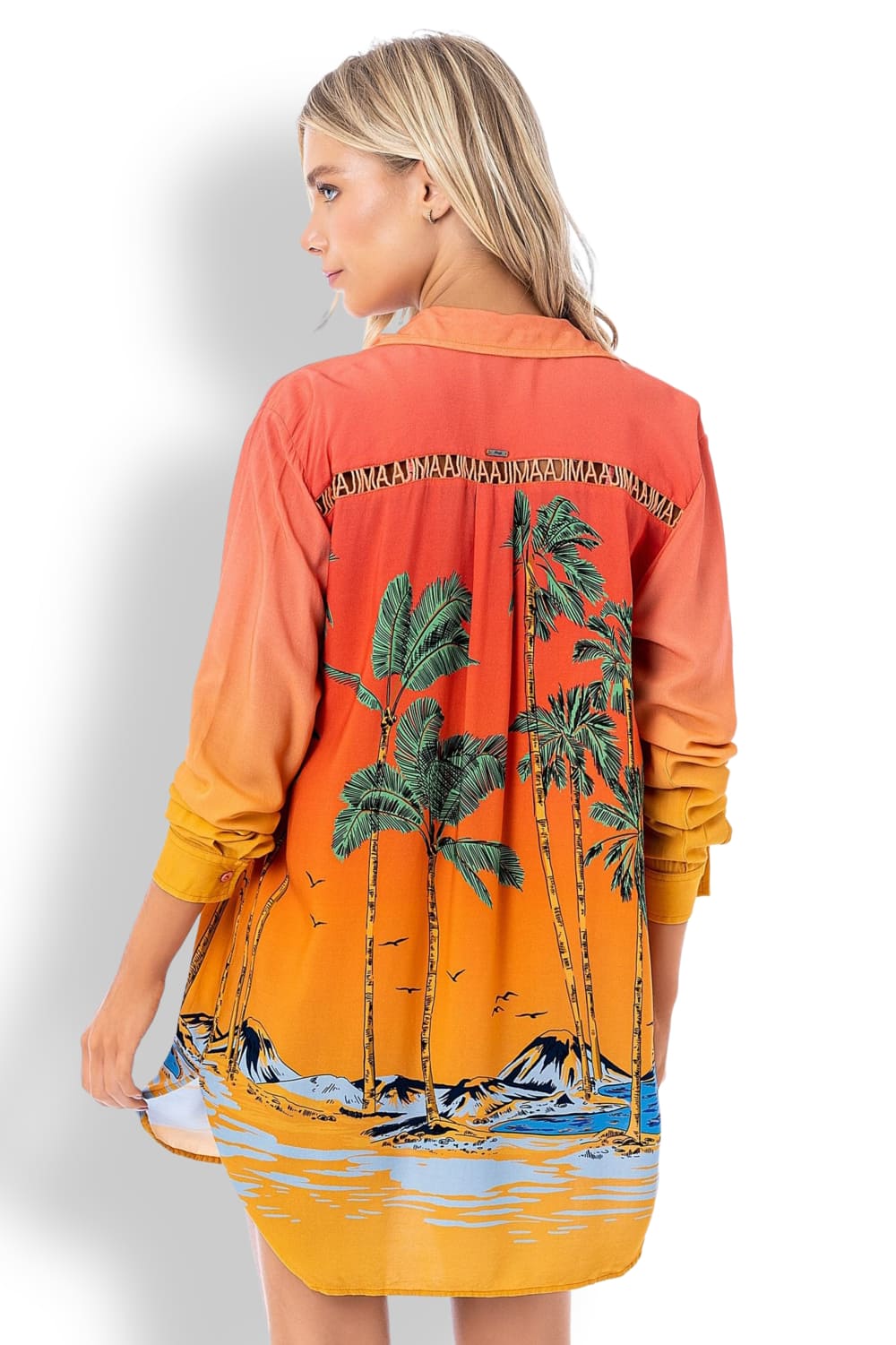 Длинная пляжная рубашка из экологичной вискозы Maaji Cali Sunset Extratropical PT2313CLS001