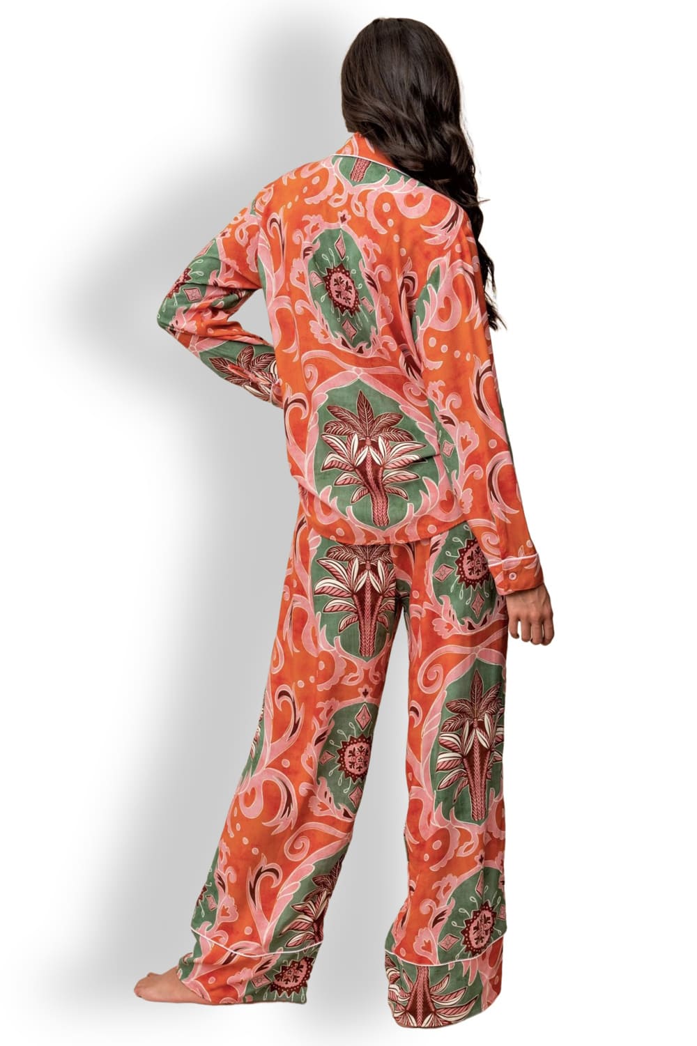 Брючный комплект для отдыха с длинным рукавом Maaji Chili Damask Dandelion PT1014ZPS020