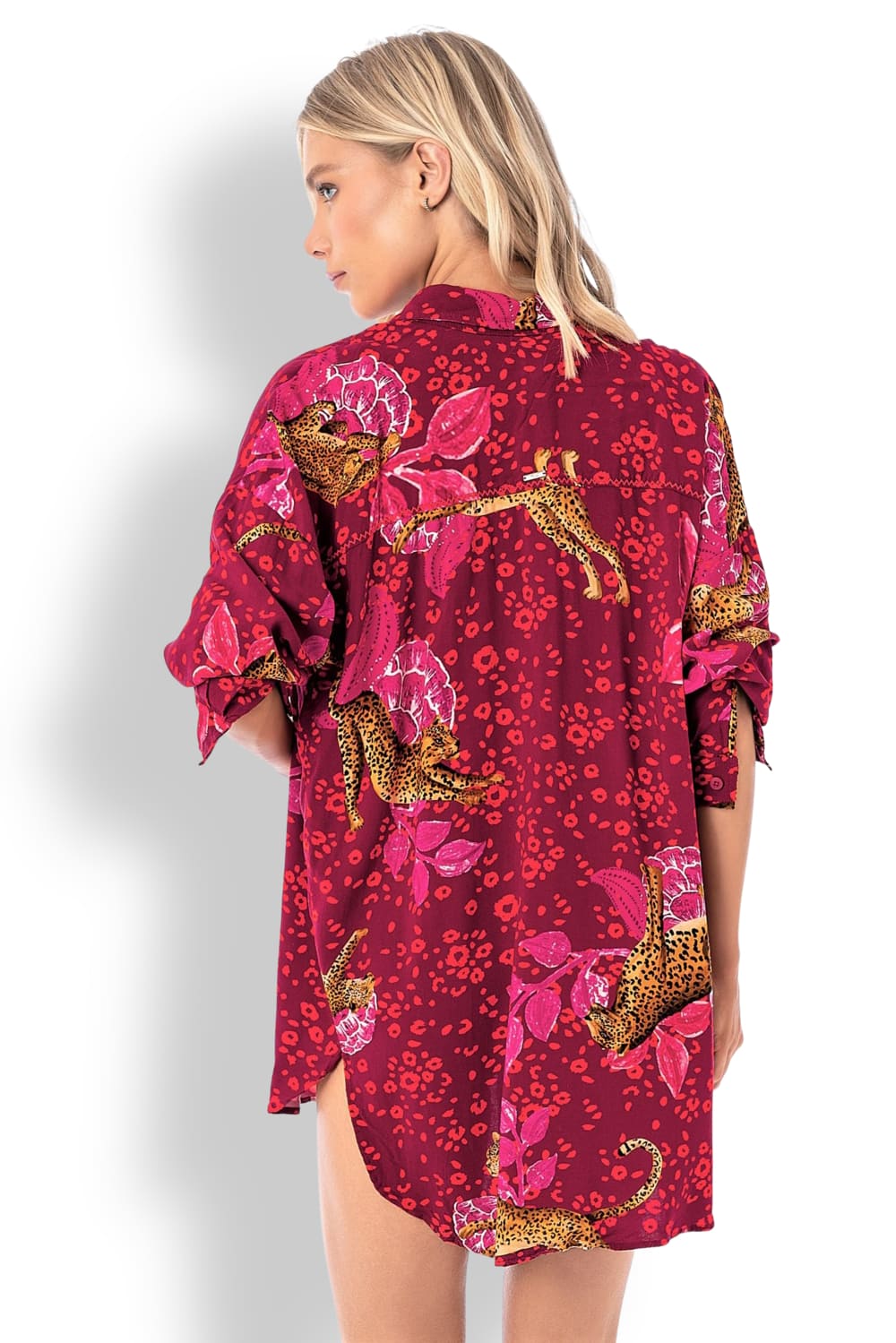 Удлиненная пляжная рубашка из экологичной вискозы Maaji Wild Jaguar Larissa PT2075CLS006