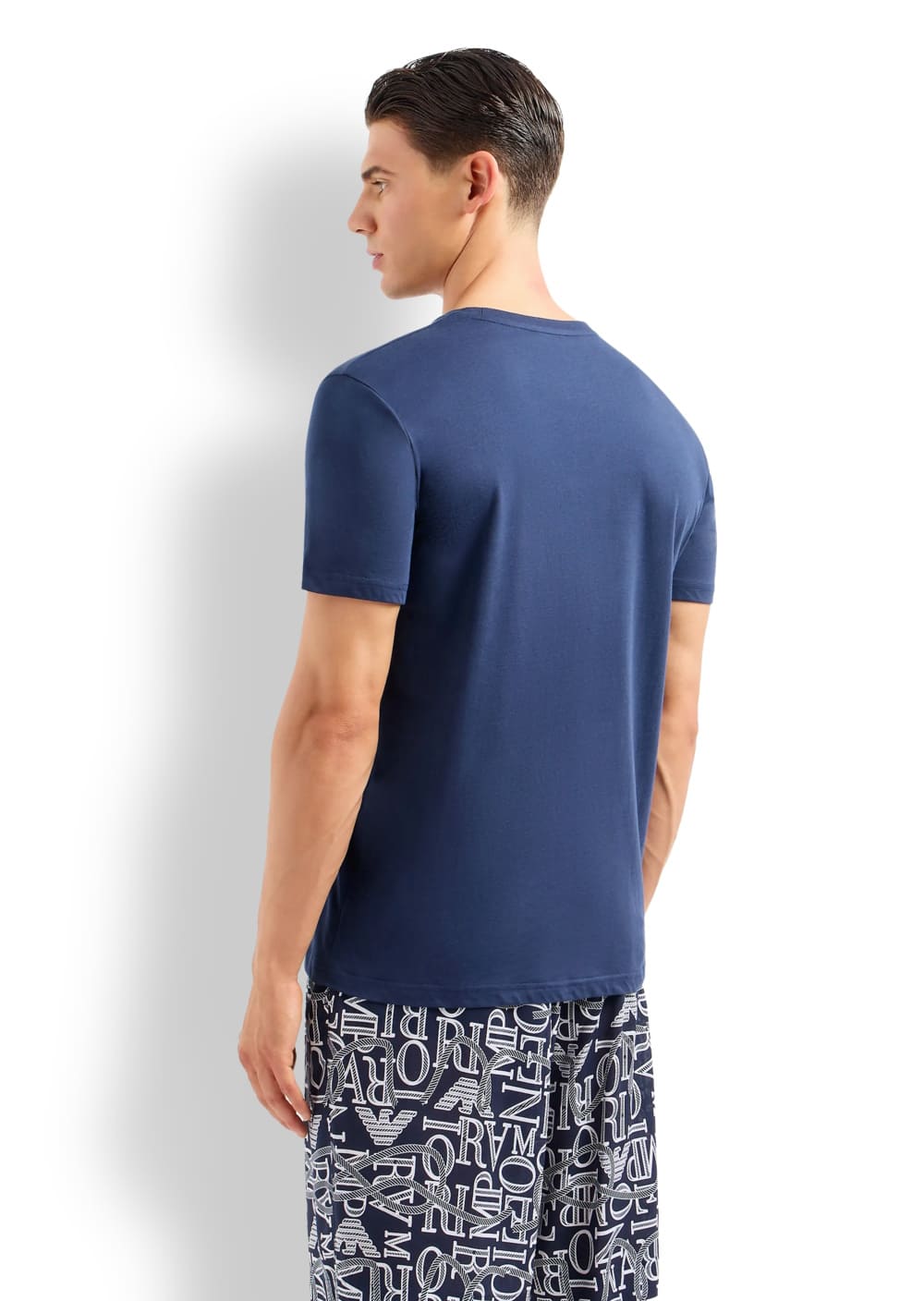 Пляжная футболка из хлопкового джерси с крупным принтом-логотипом Emporio Armani 211818 4R469