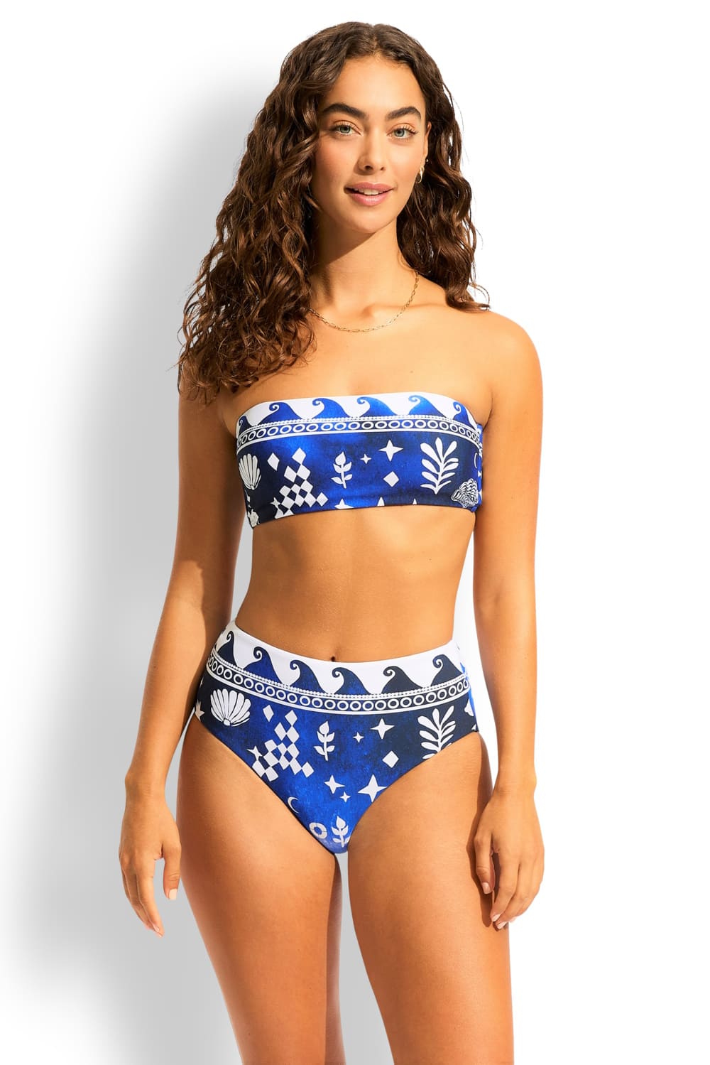 Купальник бандо + плавки с высокой талией Seafolly 31448-159/40646-159