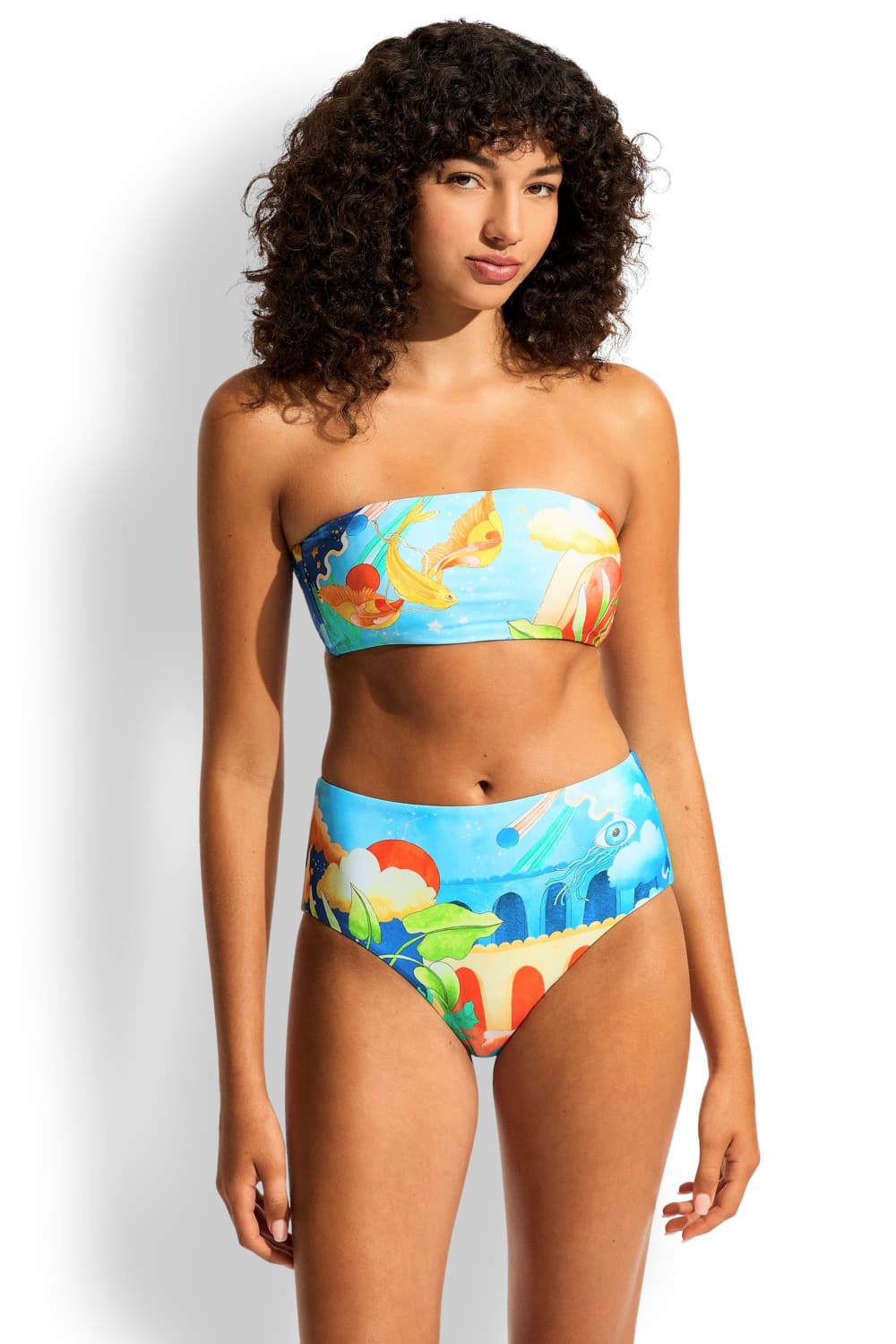 Купальник бандо + плавки с высокой талией Seafolly 31448-157/40646-157