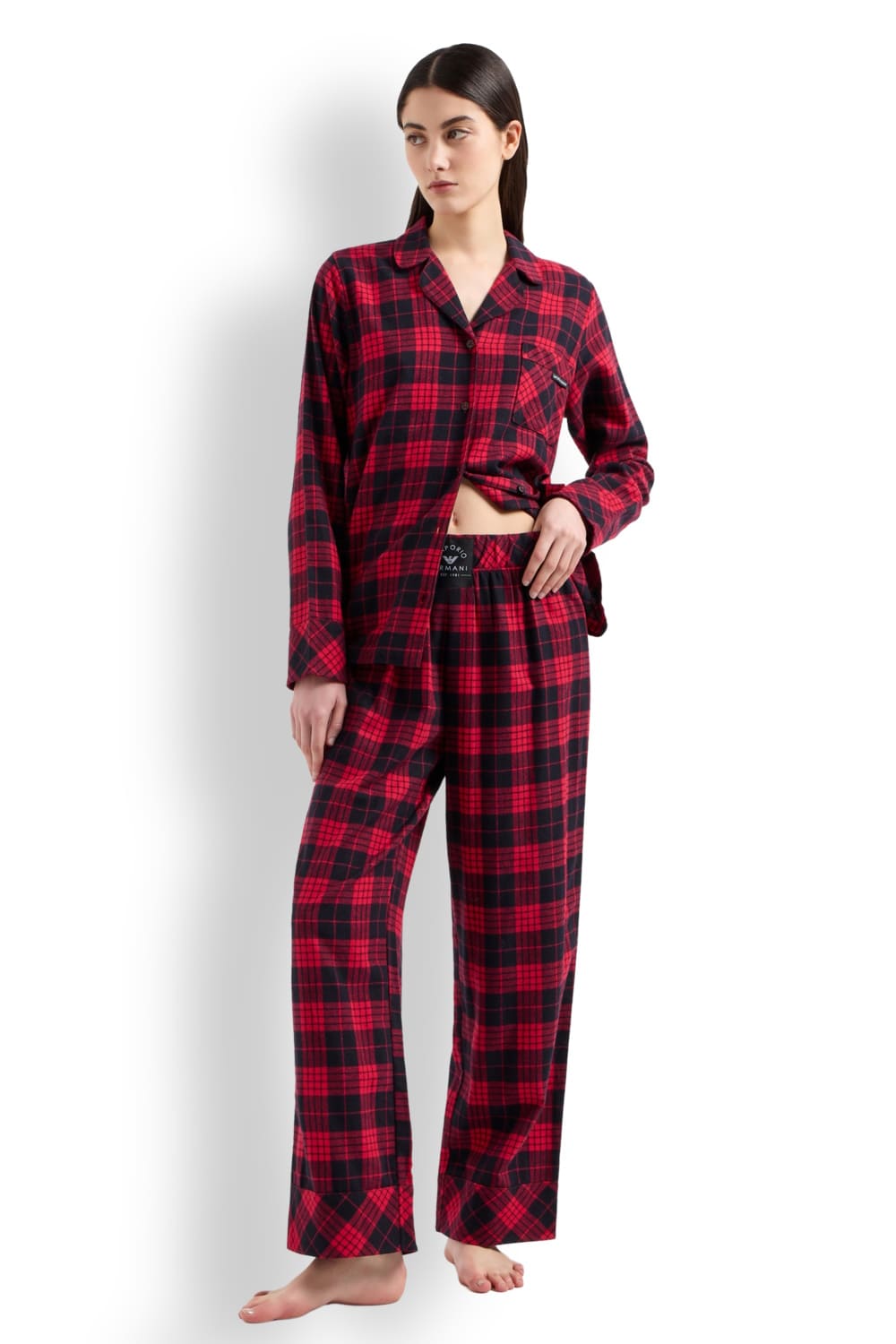 Женская фланелевая пижама в клетку Emporio Armani 164865 4F277