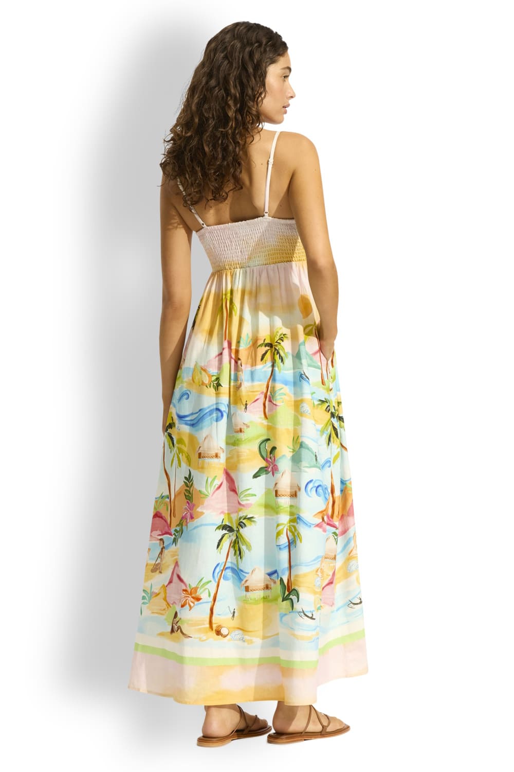 Пляжное макси-платье из льна Seafolly 55394-DR