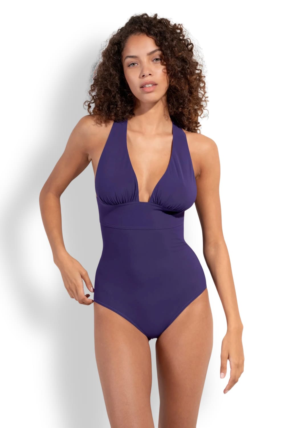 Слитный купальник с глубоким вырезом и скрещенными широкими бретелями Pain de Sucre CAPRI