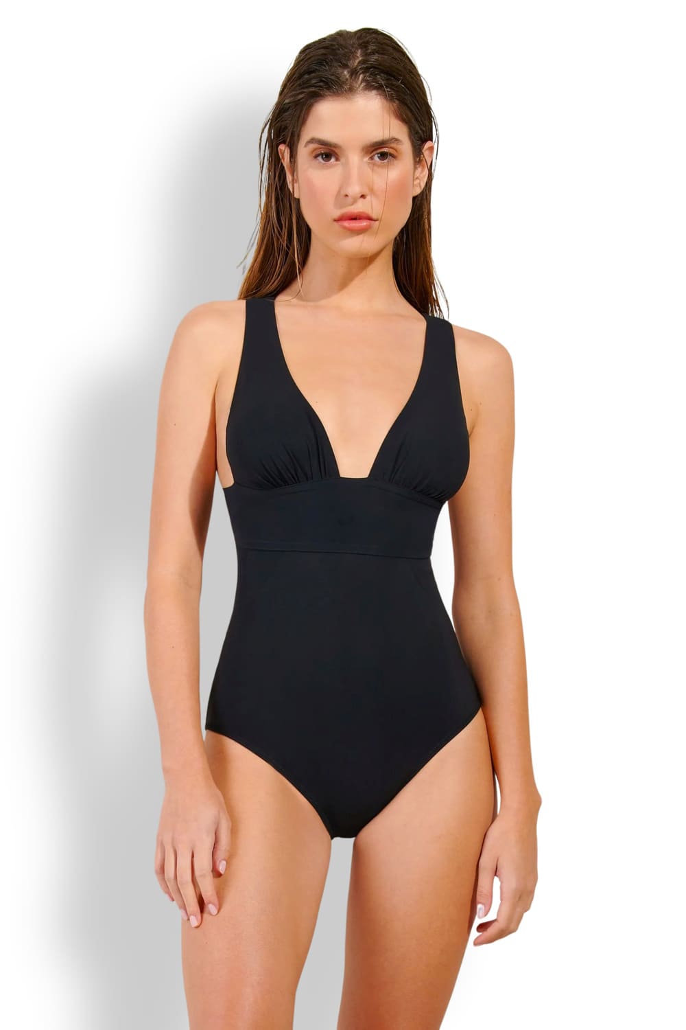 Слитный купальник с глубоким вырезом и скрещенными широкими бретелями Pain de Sucre CAPRI