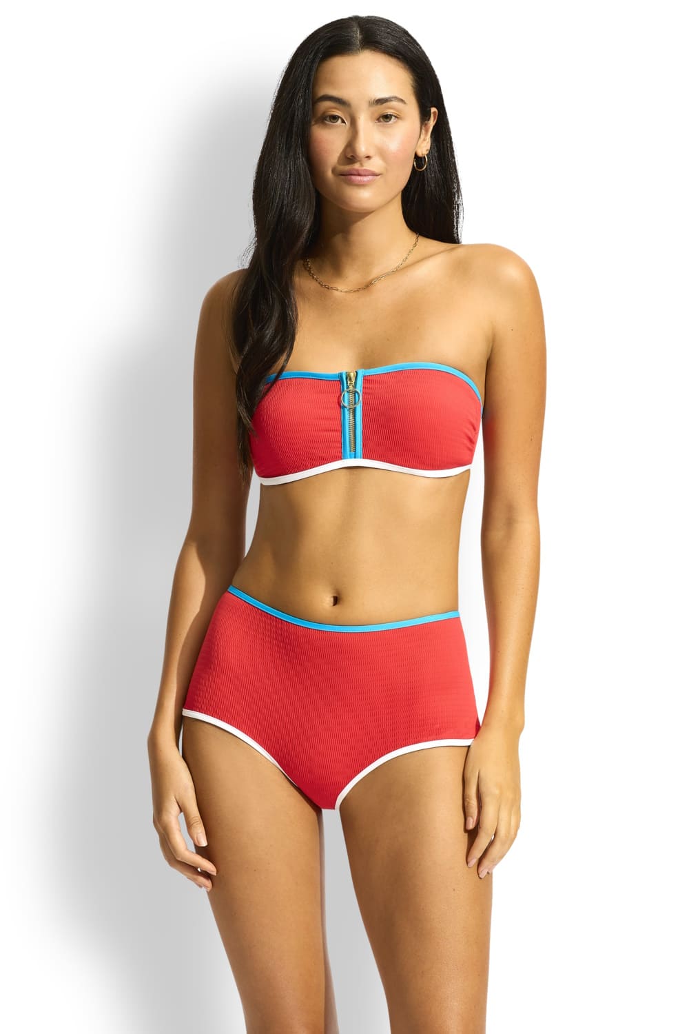 Купальник бандо на молнии + плавки-шортики  Seafolly 30467-072/40754-072