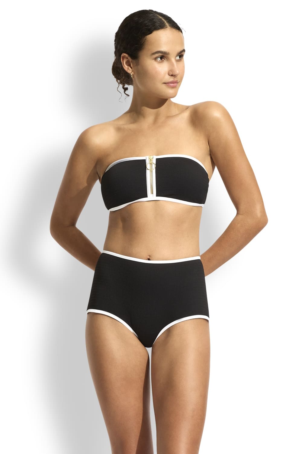 Купальник бандо на молнии + плавки-шортики  Seafolly 30467-072/40754-072