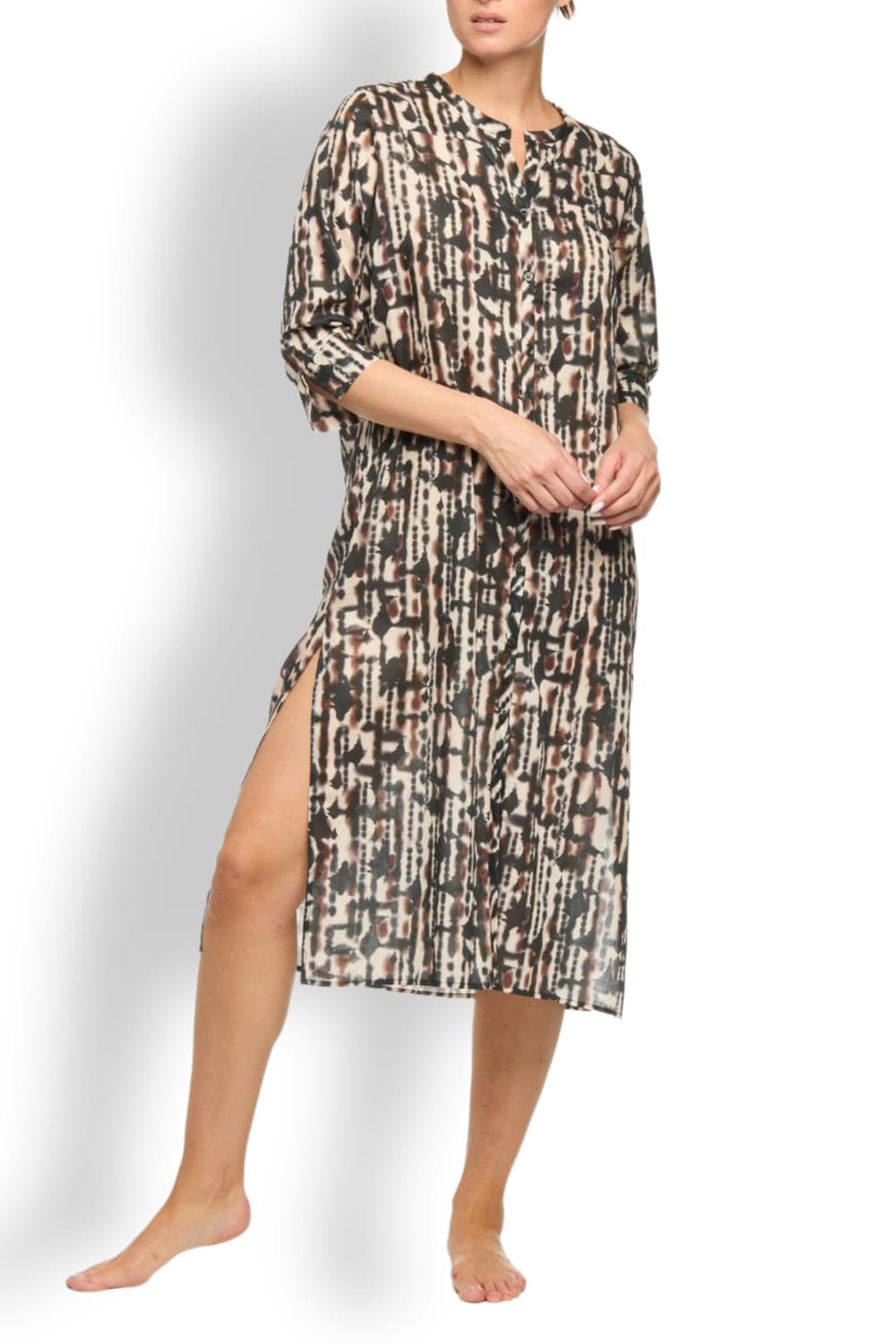 Длинное пляжное платье-рубашка из хлопка D nu D B2713