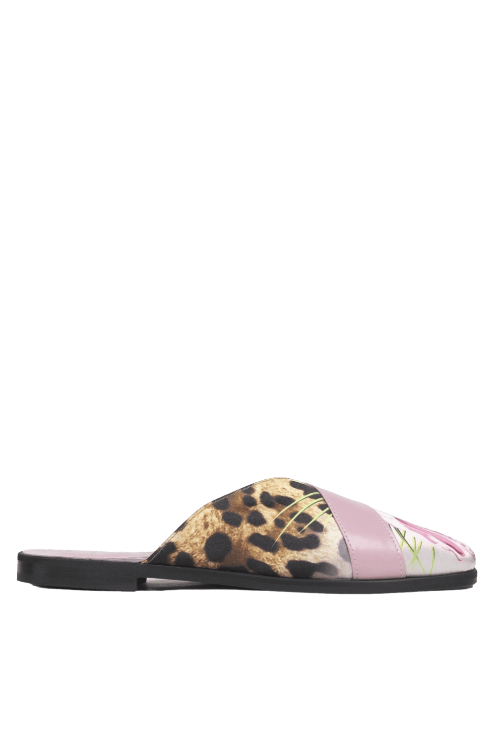 Сабо с верхом из принтованного атласа и кожаным ремешком CQ Raggi CQM-36