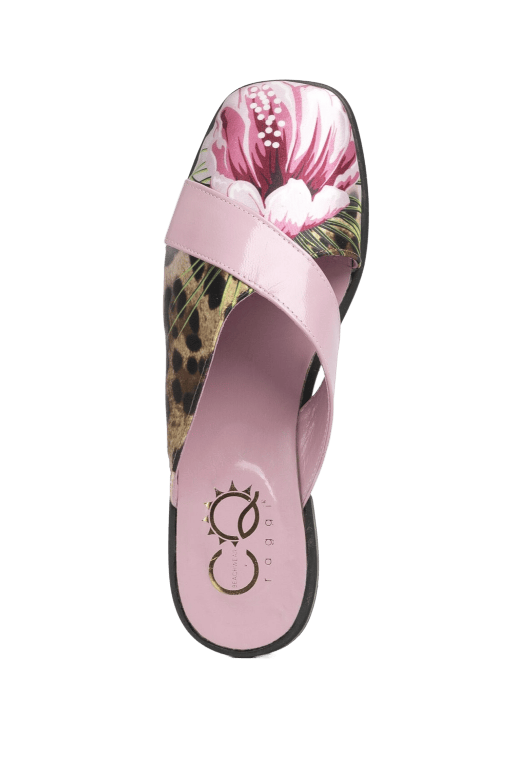 Сабо с верхом из принтованного атласа и кожаным ремешком CQ Raggi CQM-36