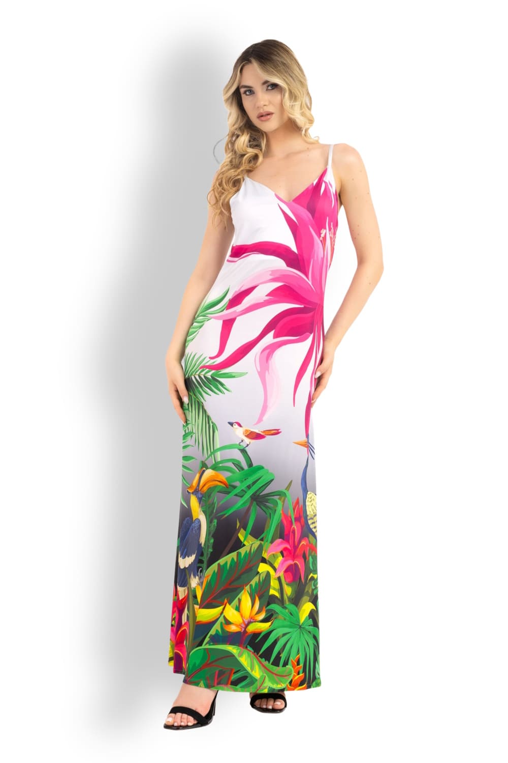 Длинное платье-сарафан из трикотажной ткани с принтом CQ Raggi CQF80-38