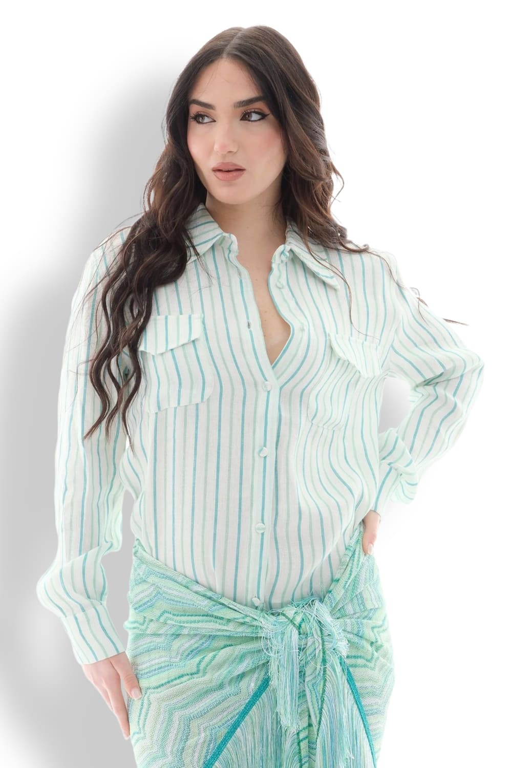 Женская льняная рубашка с длинным рукавом PHO Firenze 4321175