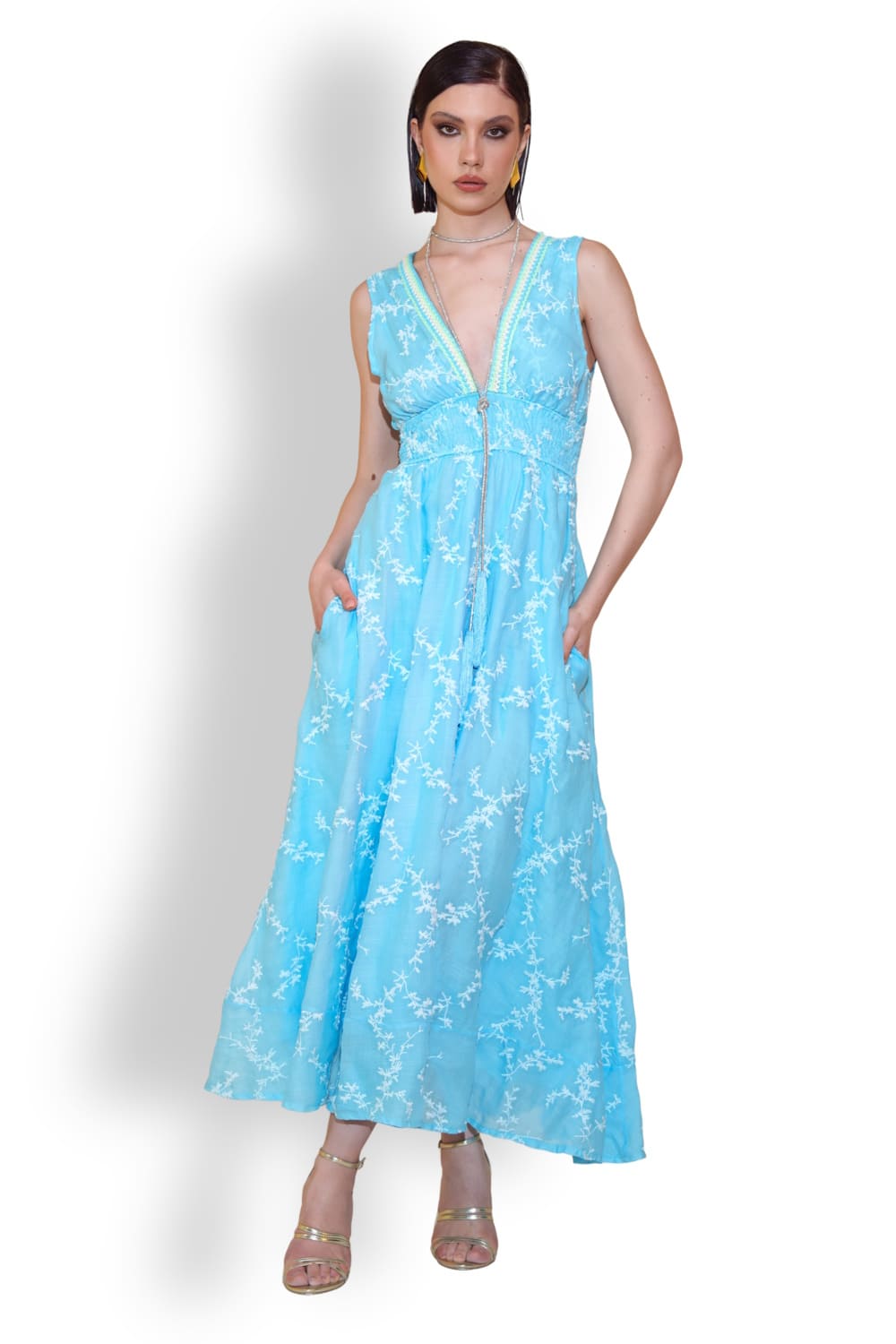 Макси платье из растительного шелка рами PHO Firenze 4321044