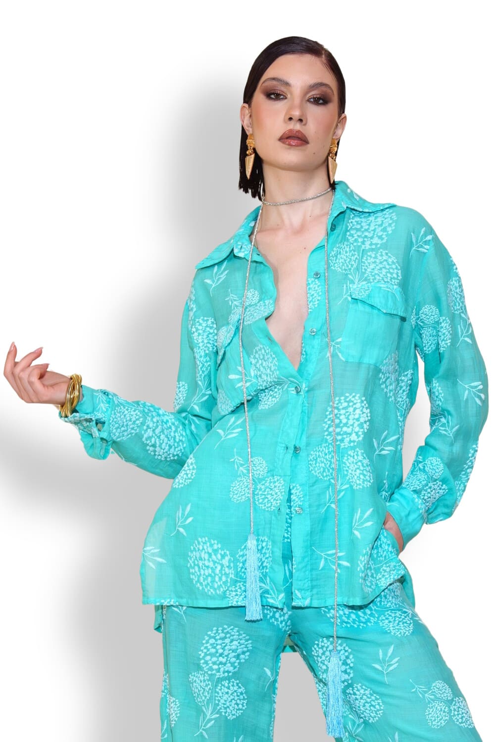 Женская рубашка из растительного шелка рами PHO Firenze 4321090