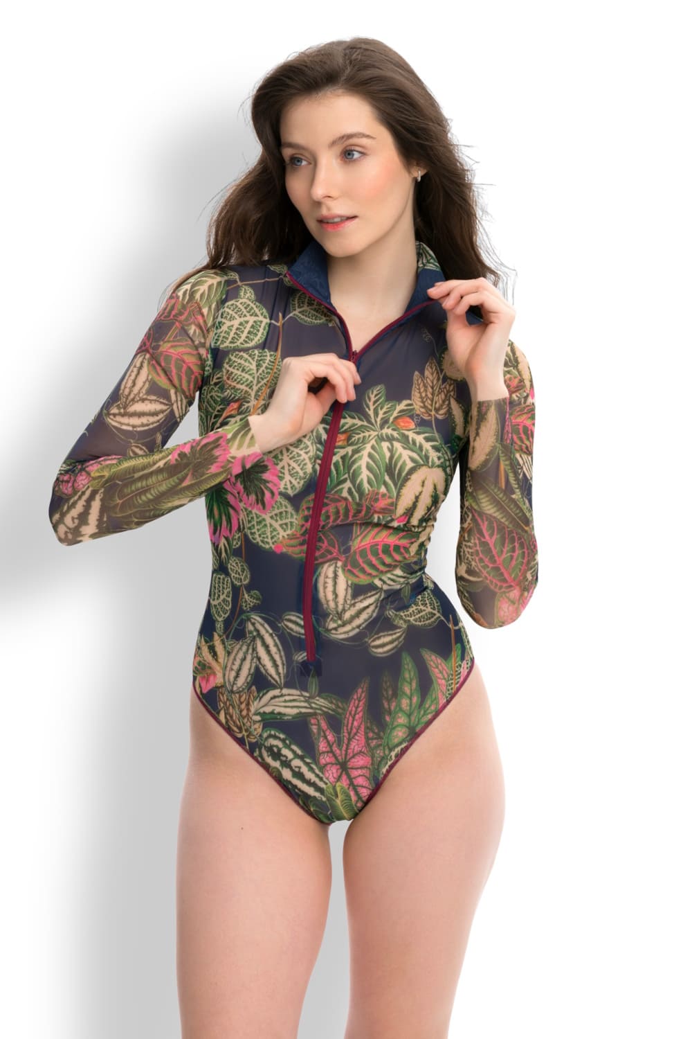 Слитный умный купальник с длинным рукавом на молнии с UV-защитой Ботаника RoDaSoleil