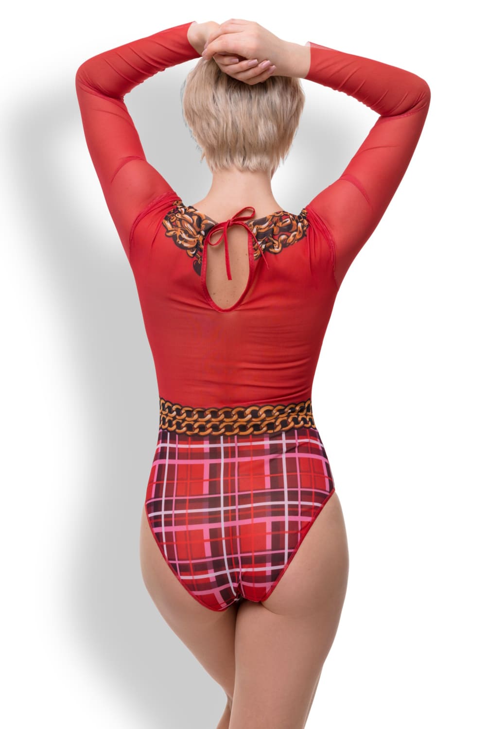 Слитный умный купальник с длинным рукавом с UV-защитой Шотландская клетка RoDaSoleil