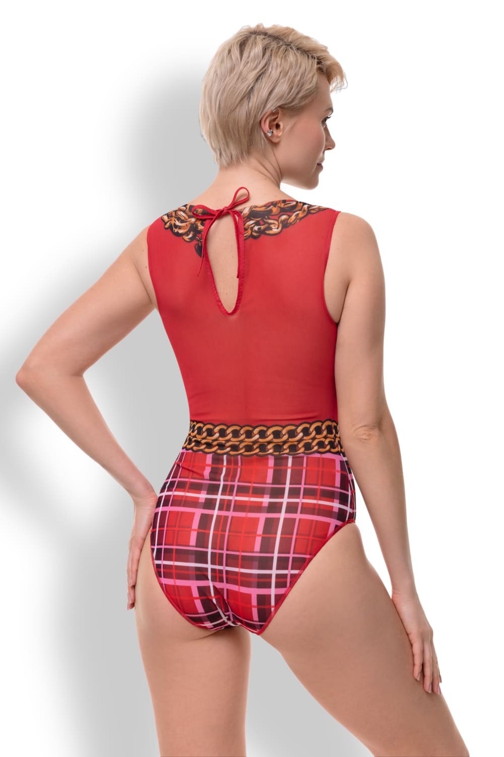 Слитный умный купальник без рукава с UV-защитой Шотландская клетка RoDaSoleil