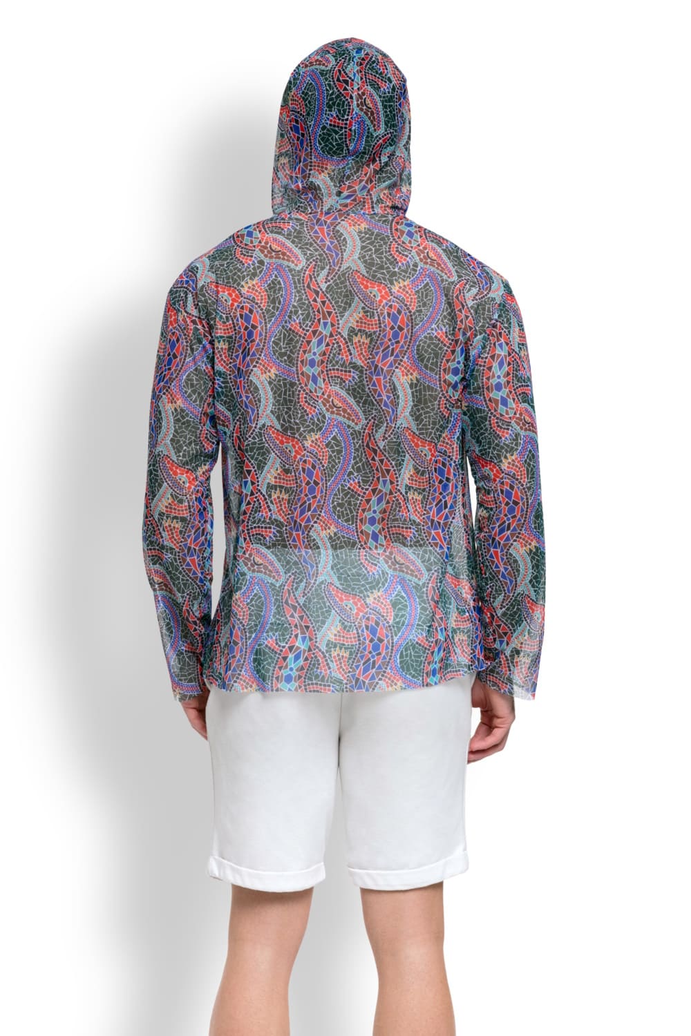 Футболка с длинным рукавом и капюшоном, пропускающая загар Крокодил мультиколор паттерн RoDaSoleil