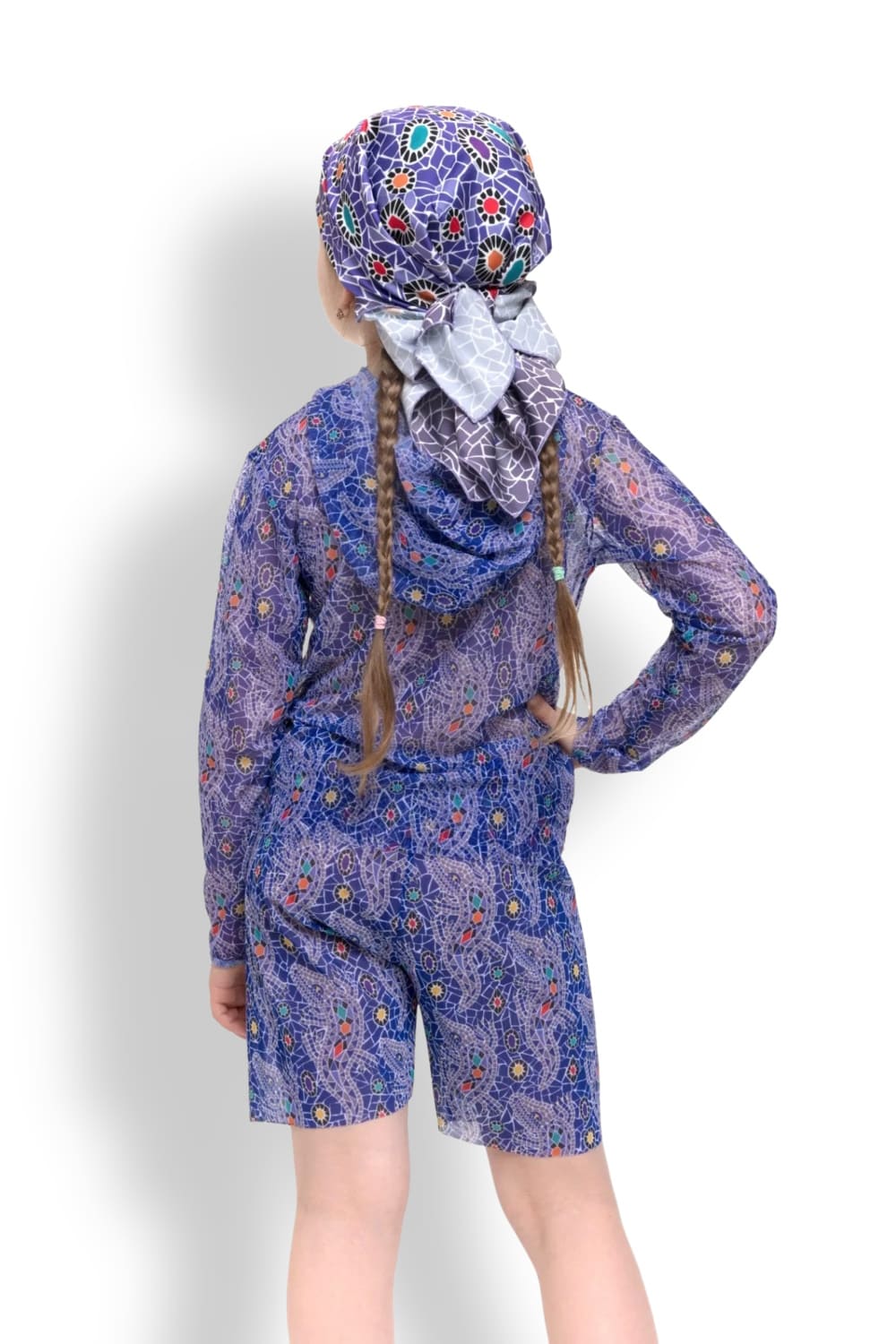 Детская футболка с капюшоном и шорты Крокодил лиловый RoDaSoleil