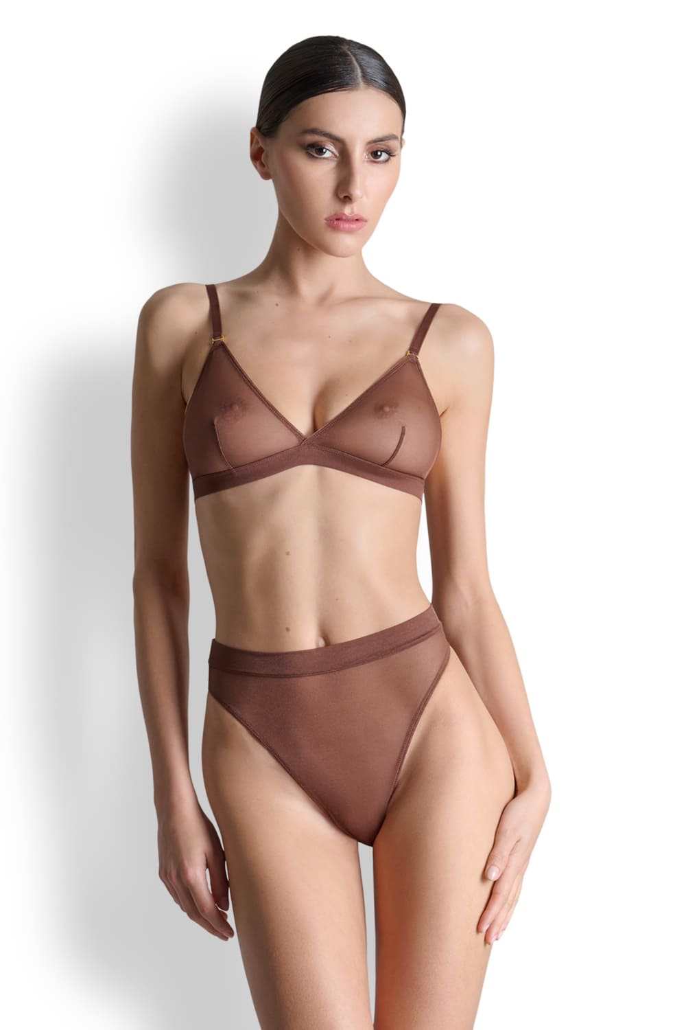 Бюстгальтер-треугольник c флуоресцентными оранжевыми бретелями​ Maison Close 560279