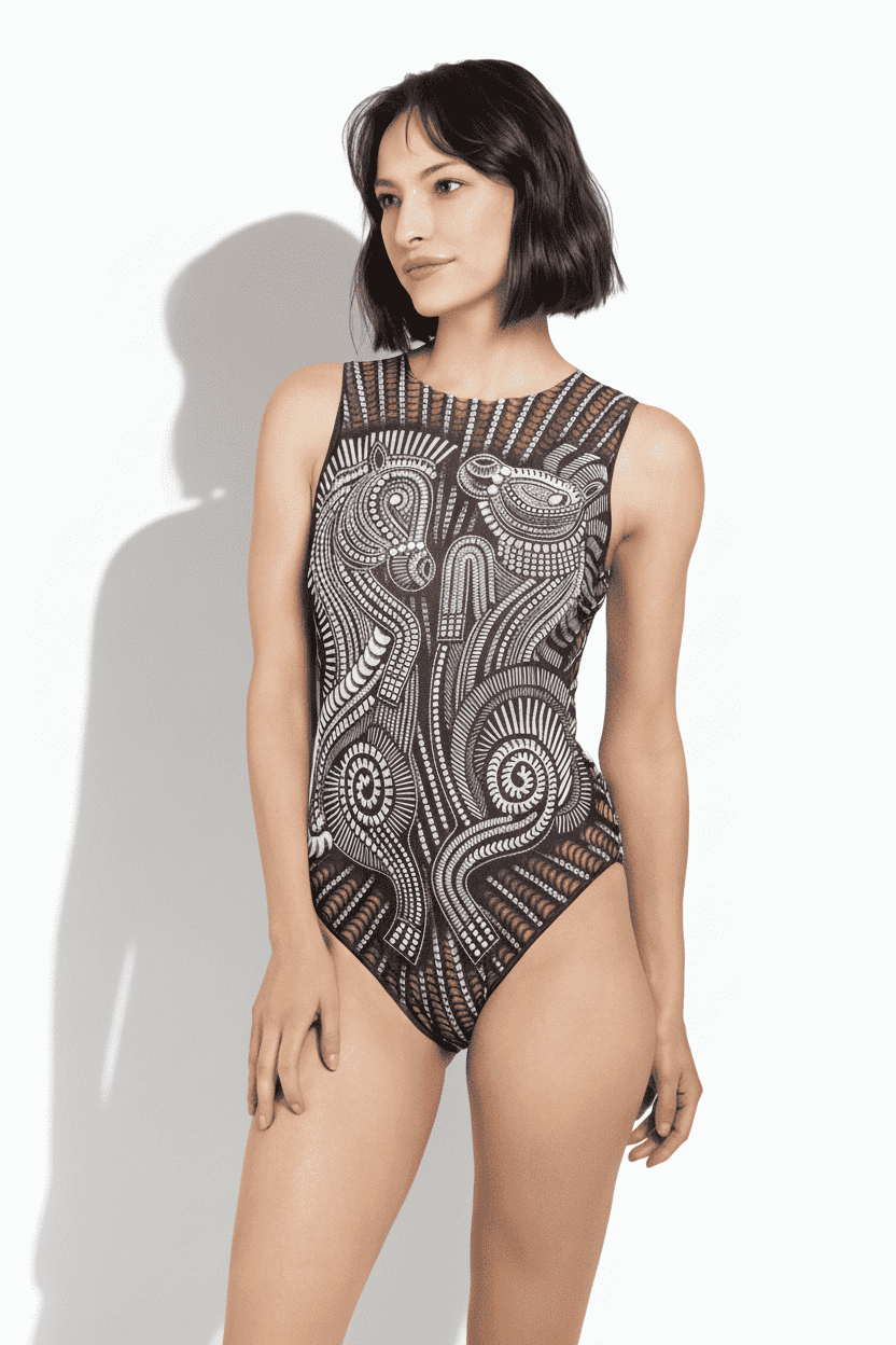 Слитный умный купальник без рукава с UV-защитой Год лошади RoDaSoleil